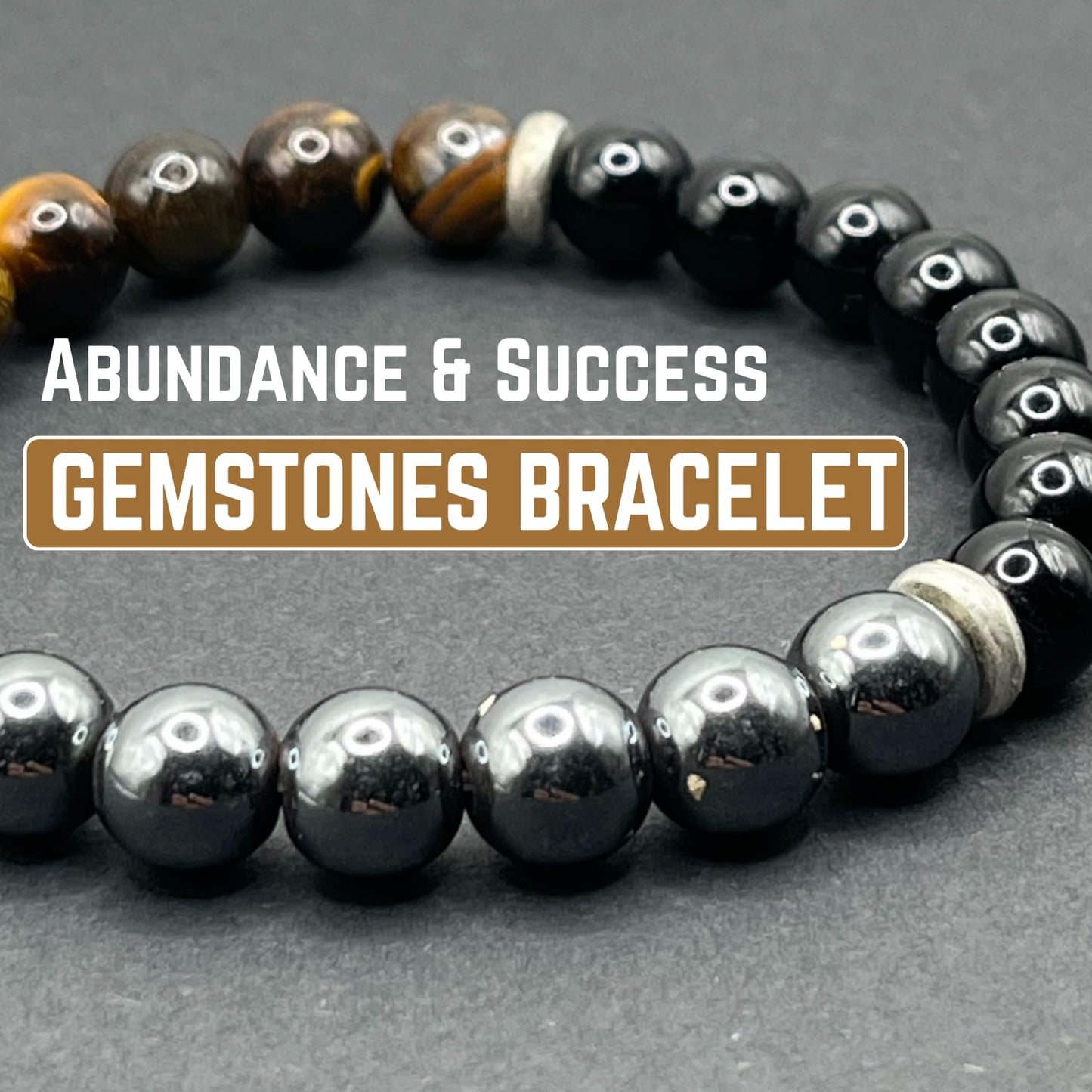 AKDNZ Triple Protection Bracelet for Women & Men - Black Tourmaline, Tiger Eye & Hematite Bracelets, Natural Healing Crystal Stone, Men's Beaded Bracelet for Father & Mother Day, Christmas & Birthday