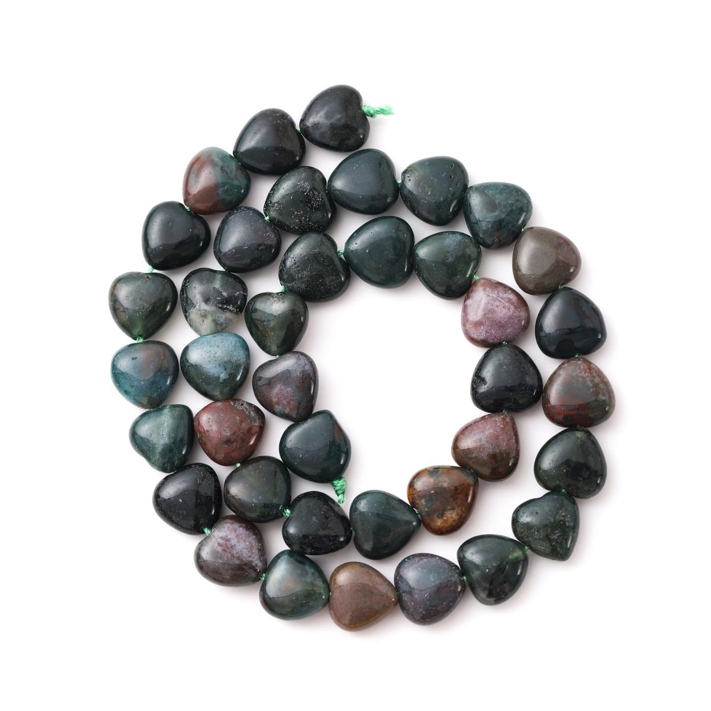 Natural Heart Shaped Indian Agate Stone Beads 10mm Loose Crystal Healing Beads for DIY Necklace Bracelet Making Gemstone Craft Supplies