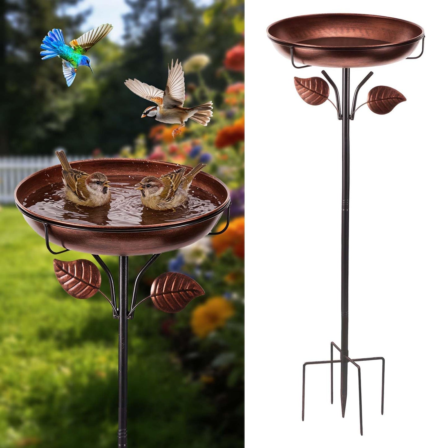 WITELIDA Metal Bird Bath for Outdoors, Weatherproof Detachable Bird Bath, Retro Bronze Garden Decor, 40 Inches Tall,Reinforced Bracket，Suitable for Gardens, Backyards, Patios, and Flower Beds