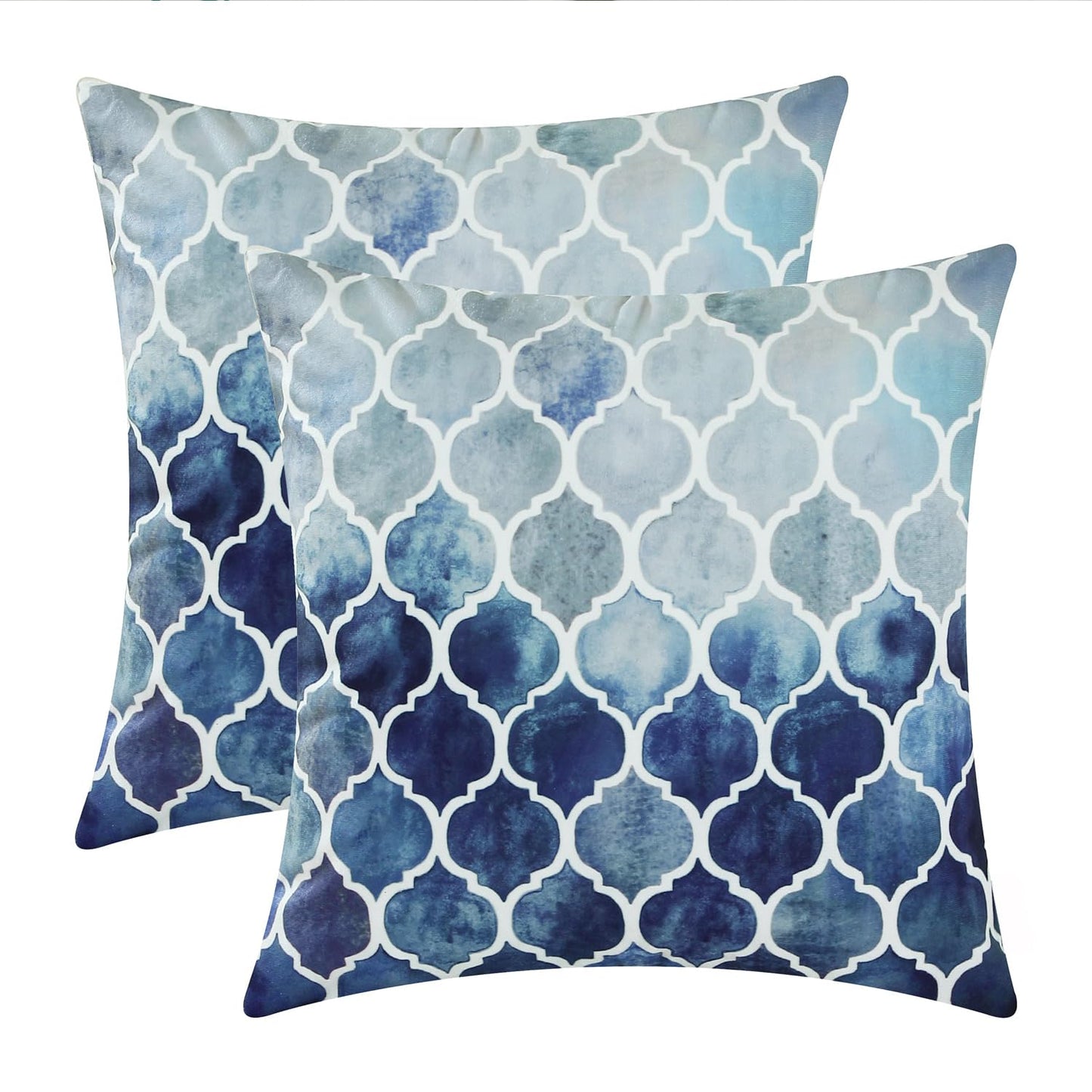 CaliTime Cushion Covers Cushion Cover Pack of 2 Cosy Cushion Covers for Couch Bed Sofa Hand Painted Colourful Geometric Grid Chain Print 45 cm x 45 cm Main Grey Navy Blue