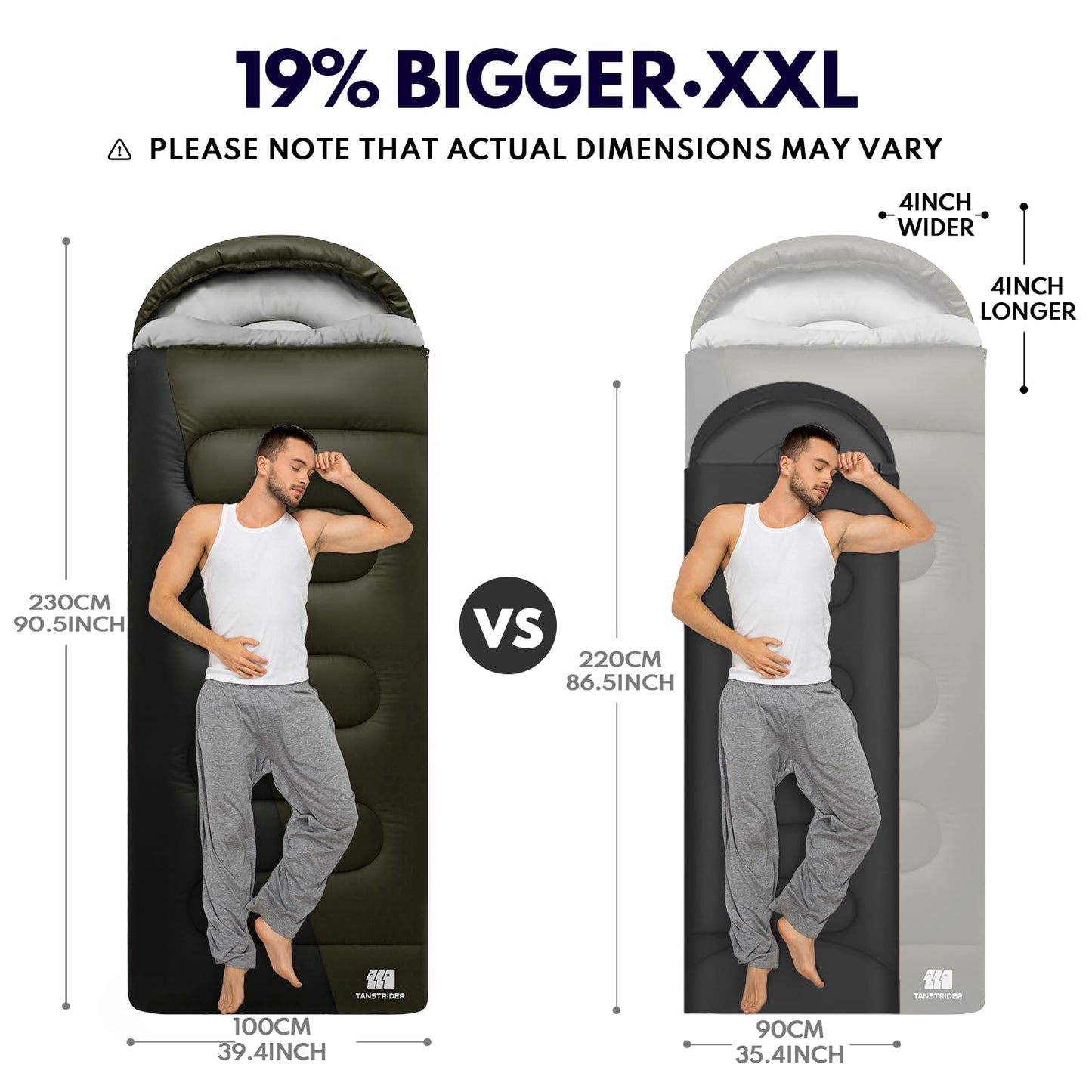 TANSTRIDER XXL Winter Sleeping Bags for Adults Cold Weather,Camping Sleeping Bag for Kids with Compression Sack,4 Season Camping Essentials Gear for Hiking,Traveling,Outdoor,Backpacking,Climbing