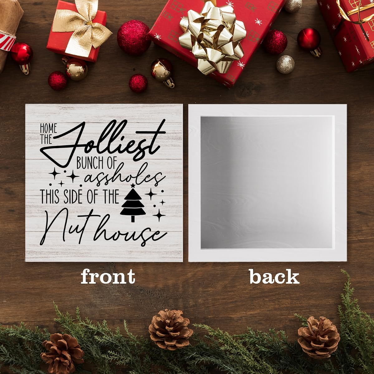 Christmas Decor Christmas Wooden Sign Christian Desk Decor Christmas Vacation Humor Quote Sign Home Office Desk Table Cubicle Shelf Decor Gifts for Women 5 x 5 inch