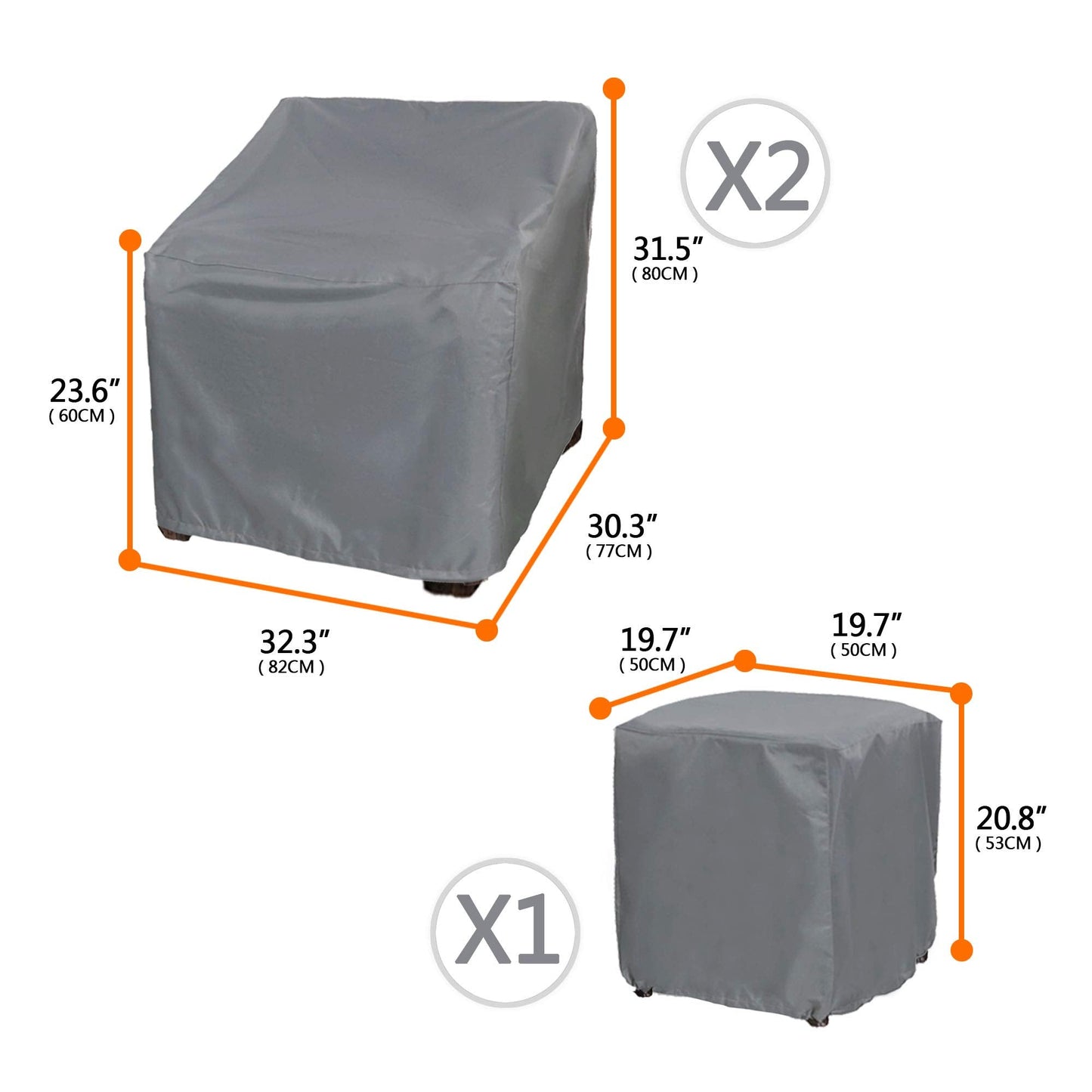 Baner Garden Patio Furniture Covers,Outdoor Furniture Cover Waterproof,Patio Furniture Set Covers for 3 Piece Outdoor Bistro,Patio Sofa Covers Set for 2 Chairs and Coffee Table,Grey