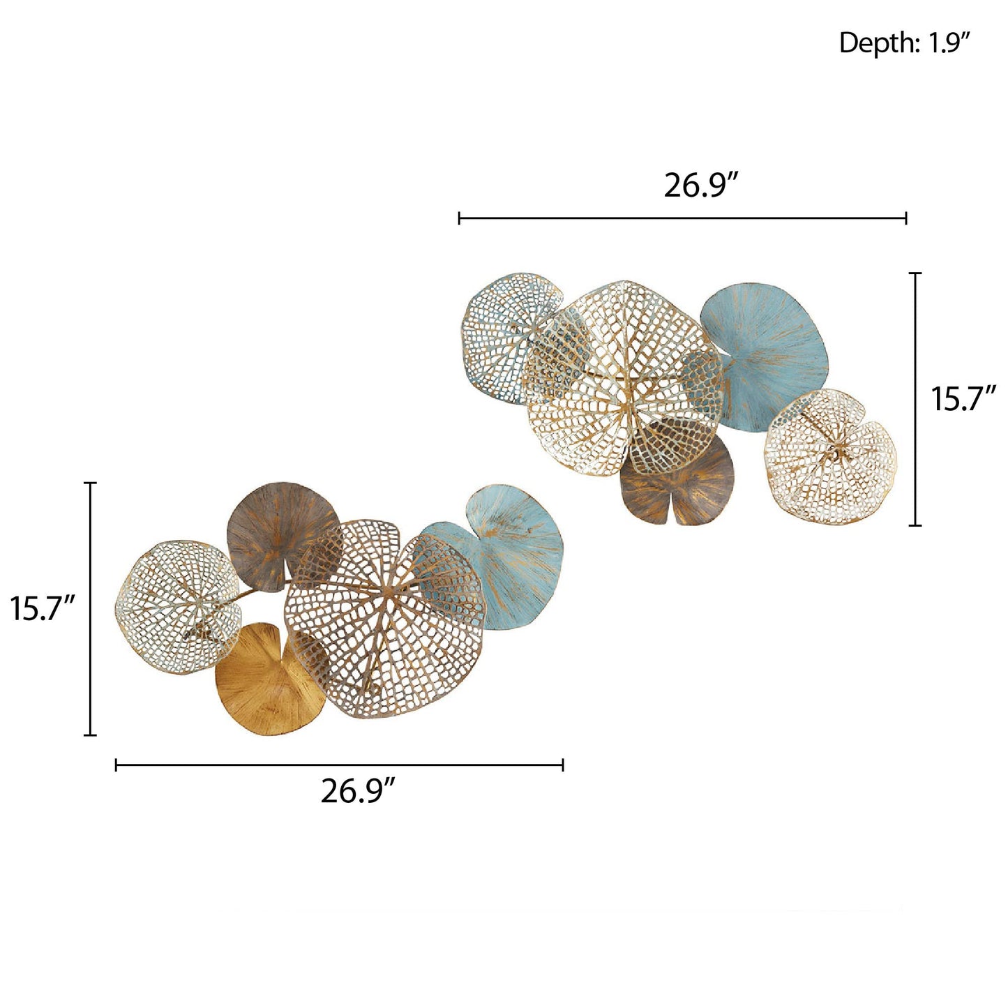 Madison Park Wall Art Living Room Décor - Lenzie Metal Abstract Coastal Decoration, Home Accent Modern Kitchen Dining Decoration, Ready to Hang for Bedroom, 15.7"W x 26.9"L, Multi 2 Piece