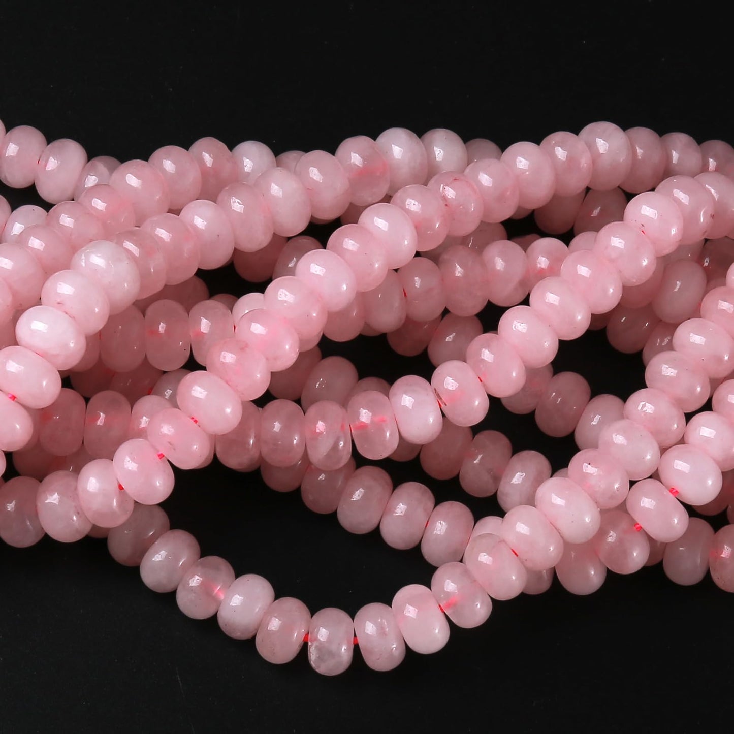 5x8mm 76pcs Natural Stone Rose Quartz Crystal Rondelle Spacer Loose Beads Abacus Disk Stone Round Loose Gemstone Beads for Jewelry Making DIY Bracelet Necklace