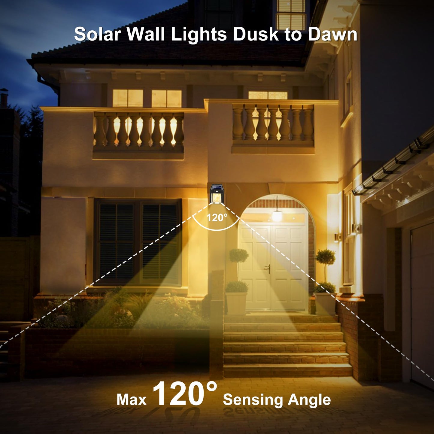 Jyoiat Outdoor Solar Wall Lights - Solar Waterproof Brighter Porch Square Lights with 3 Modes & Motion Sensor Front Fence Lantern Lights for Outside,Backyard,Garage Decorative (4 Packs)
