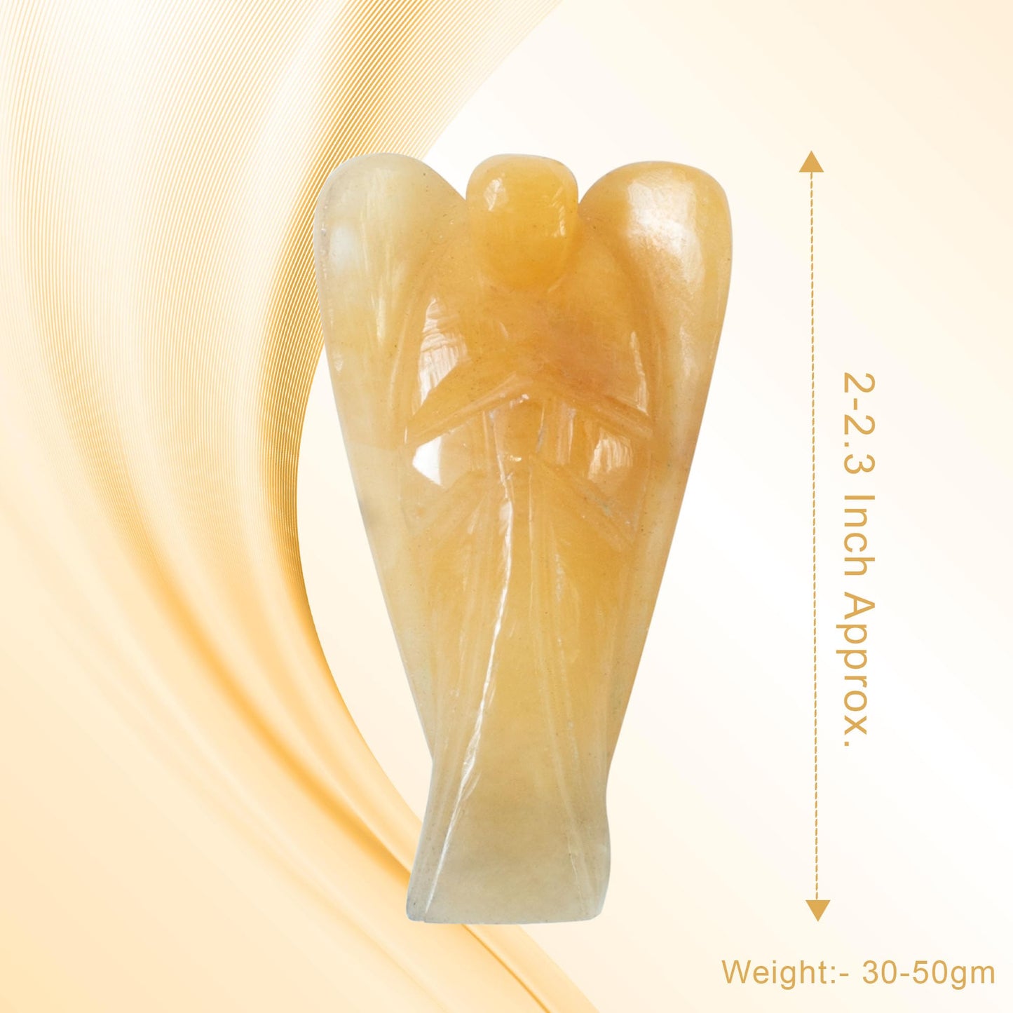 "Yellow Aventurine Gemstone Pocket Angel Healing Figurine, Hand Carved Guardian Angel - Crystals for Positive Energy, Handmade Mini Statue for Love, Peace & Healing, Natural Gemstone Healing Figurine"