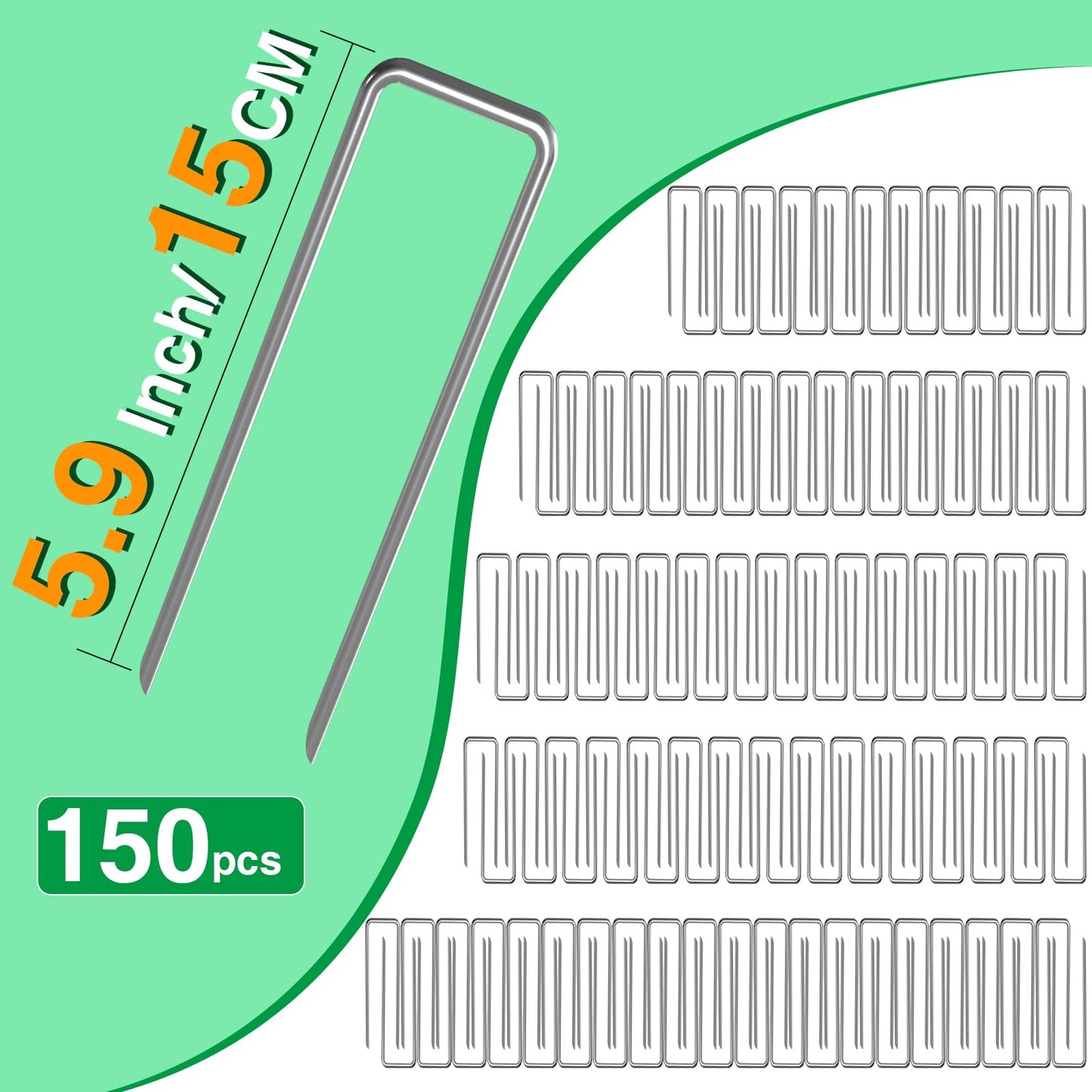 Bonviee 1.5” x 100’ Landscape Edging Kit, Garden Edging Coil with 150 Pcs Spikes, No Dig Lawn Border Design