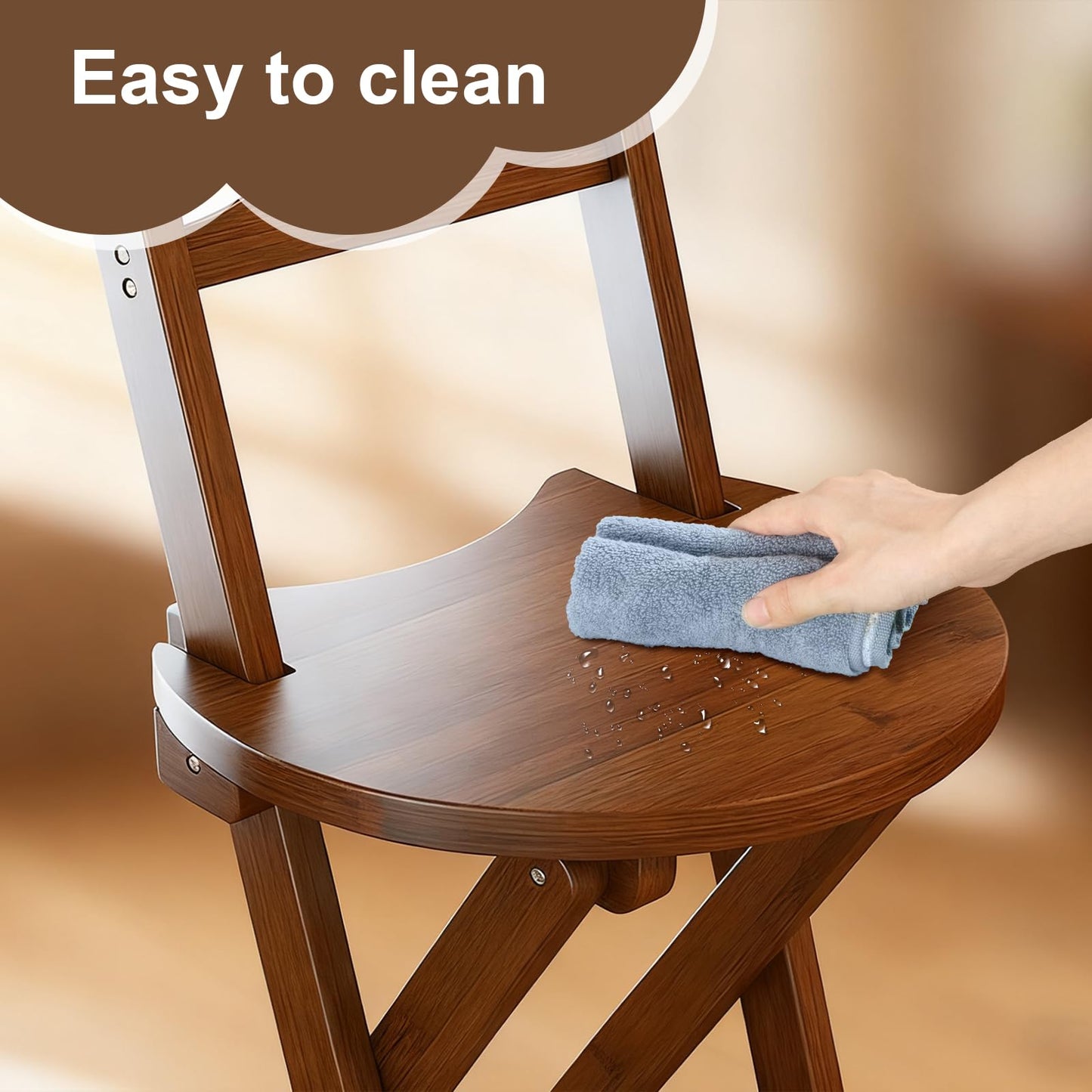 GENDLTHIJ Folding Bar Stool for Kitchen, Portable Wooden bar Stool, Foldable Bamboo Bar Stools Set of 1 for Home Kitchen Breakfast Counter (Brown) (Walnut Small)