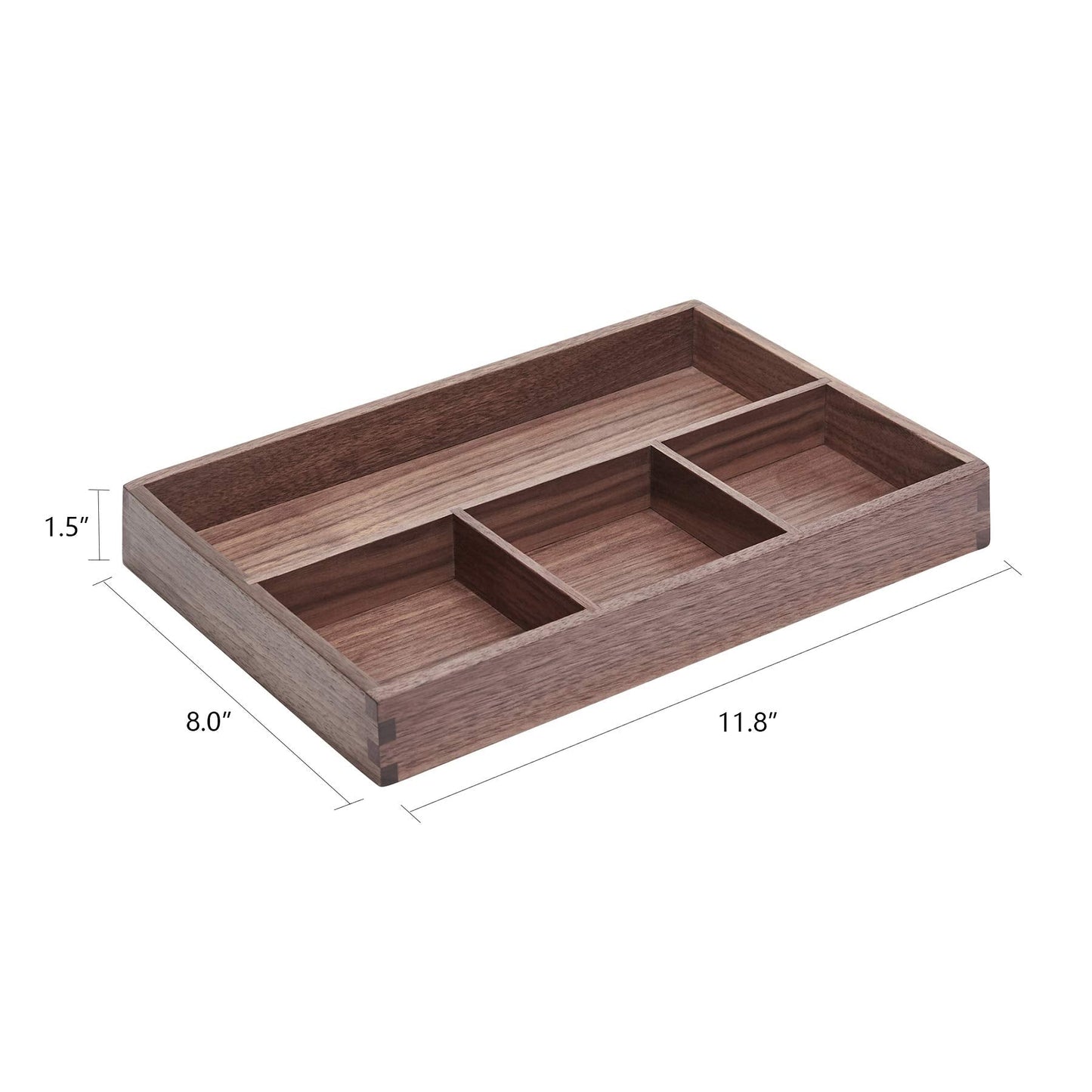 pandapark Wood Organizer Tray,Black Walnut,Desk & Drawer Storage Box (Walnut Master)