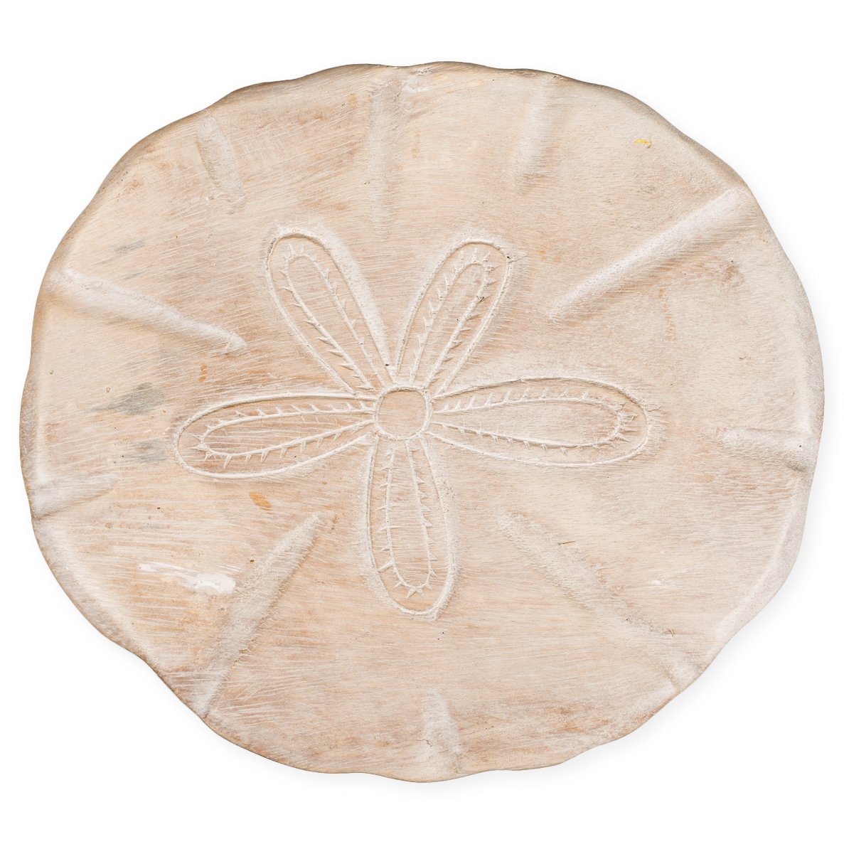 Sand Dollar Design Hand Carved Acacia Hardwood Decorative Short Stool