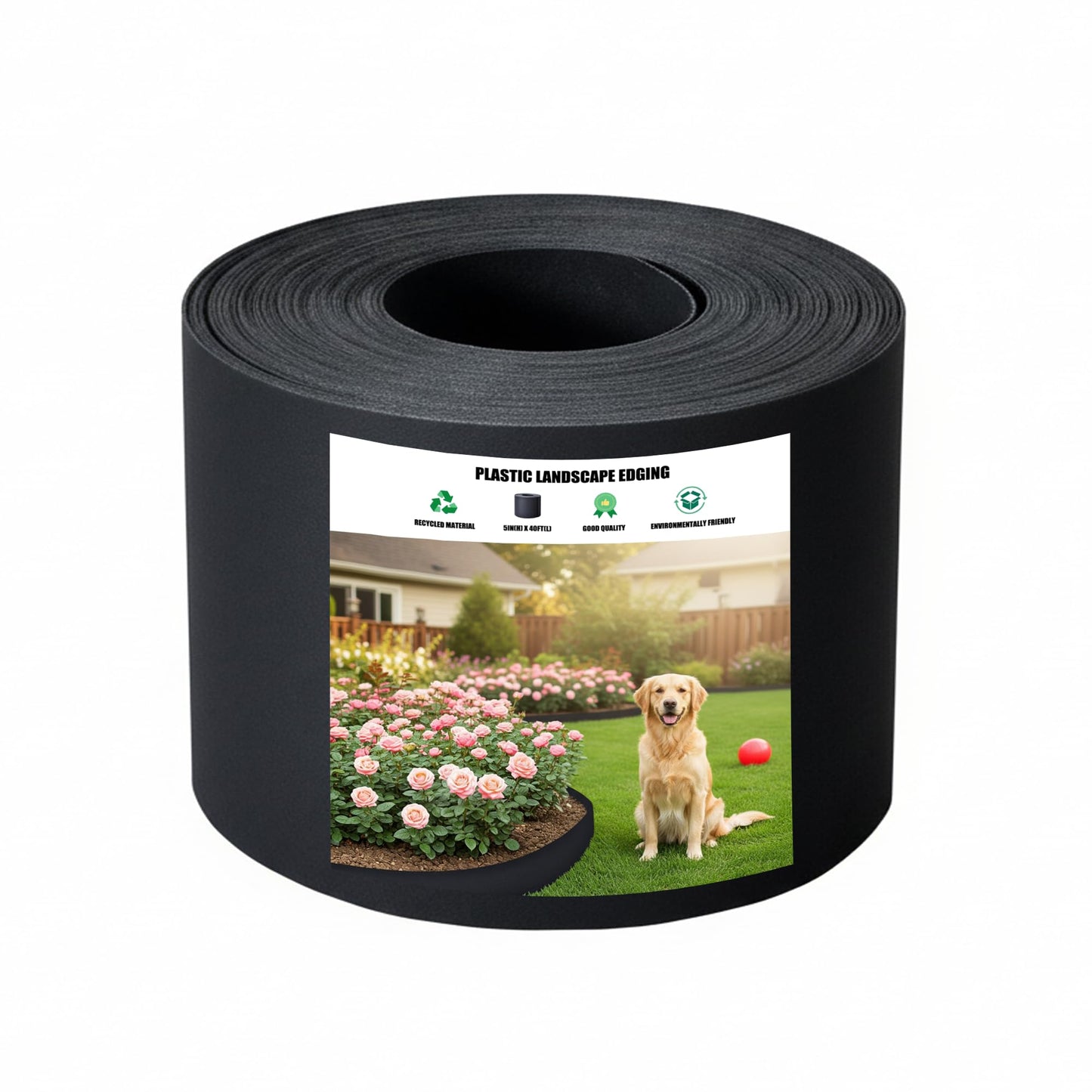 Plastic Garden Landscape Edging, 40ft Long × 5in High, Flexible PP Black Lawn Edging for Garden Borders