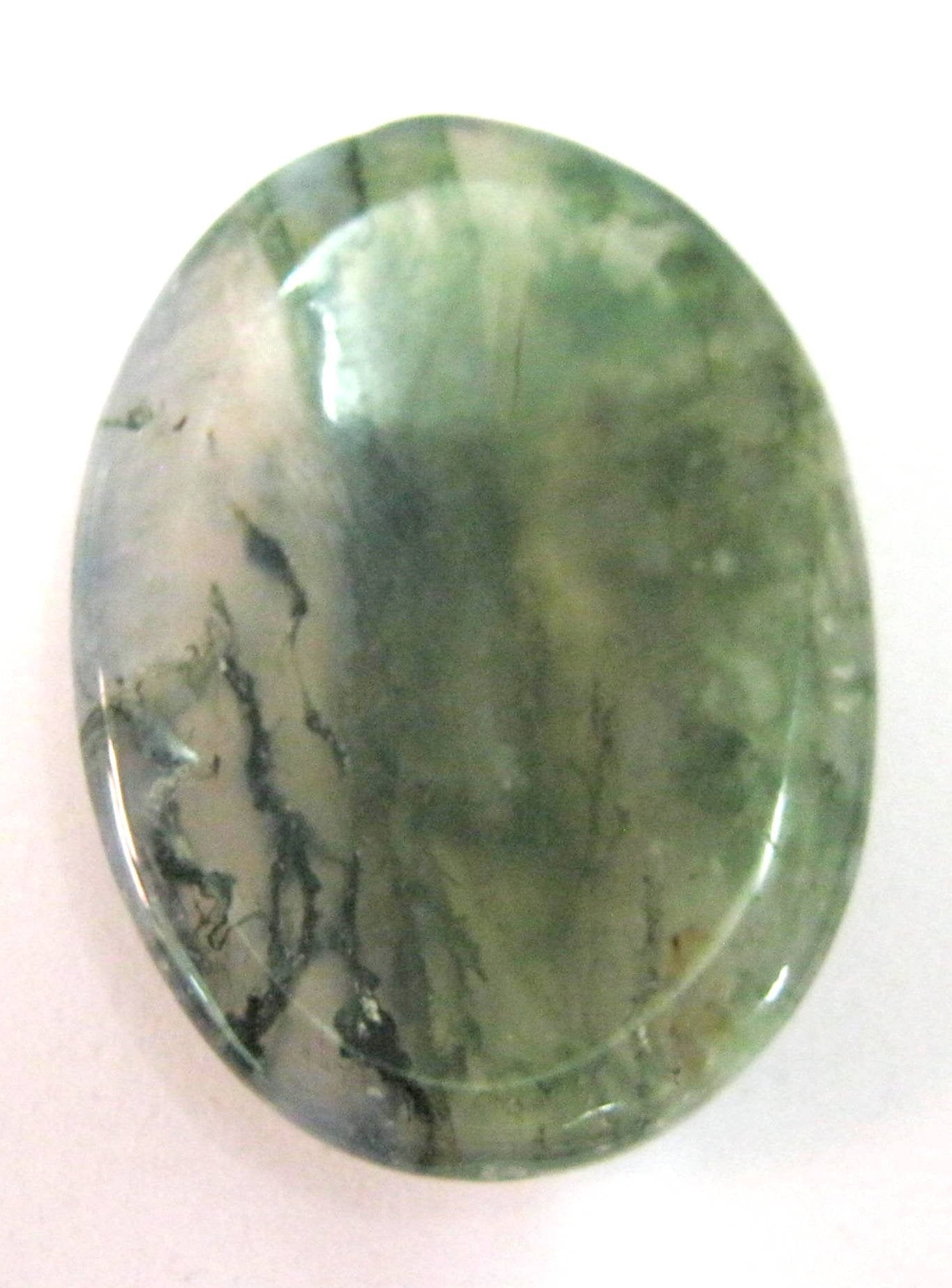 crystalmiracle Beautiful Moss Agate Worry Stone Wellness Crystal Healing Gemstone for Positive Energy Metaphysical Powerful Thumb Stones Meditation Reiki Feng Shui Gift for Men Women