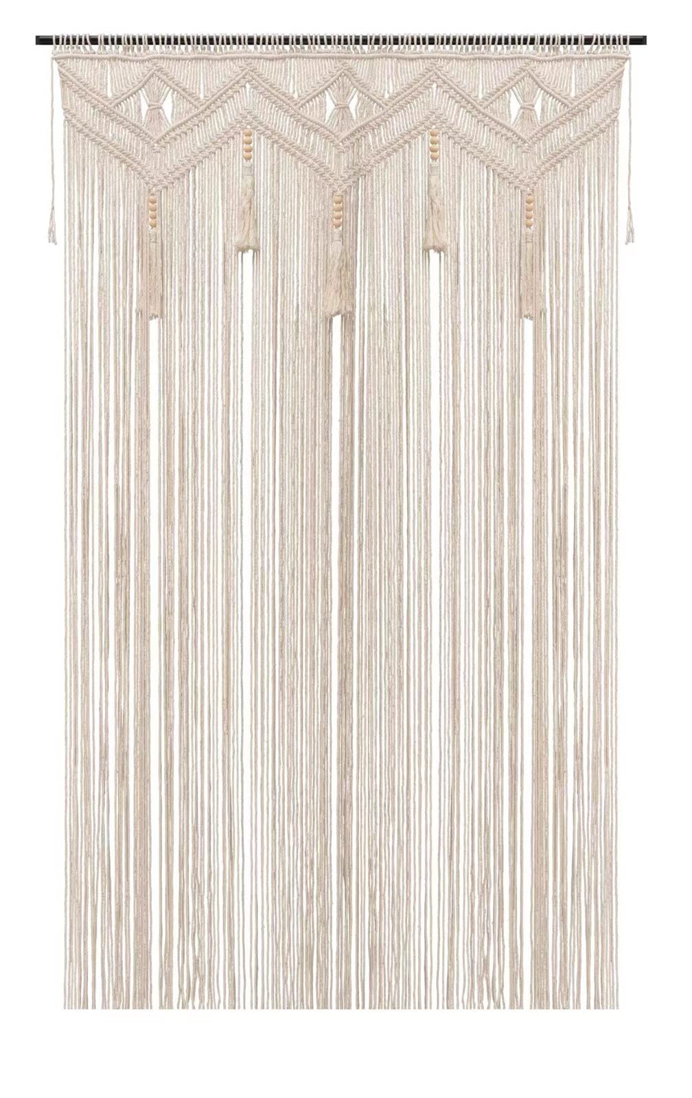 GCOVELIS Boho Curtains for Bedroom Macrame for Windows Living Room Boho Decor Large Macrame Wall Hanging Beaded Curtain for Doorway Closet Curtains Wedding Backdrop, 1 Panel 52''W x 72''L