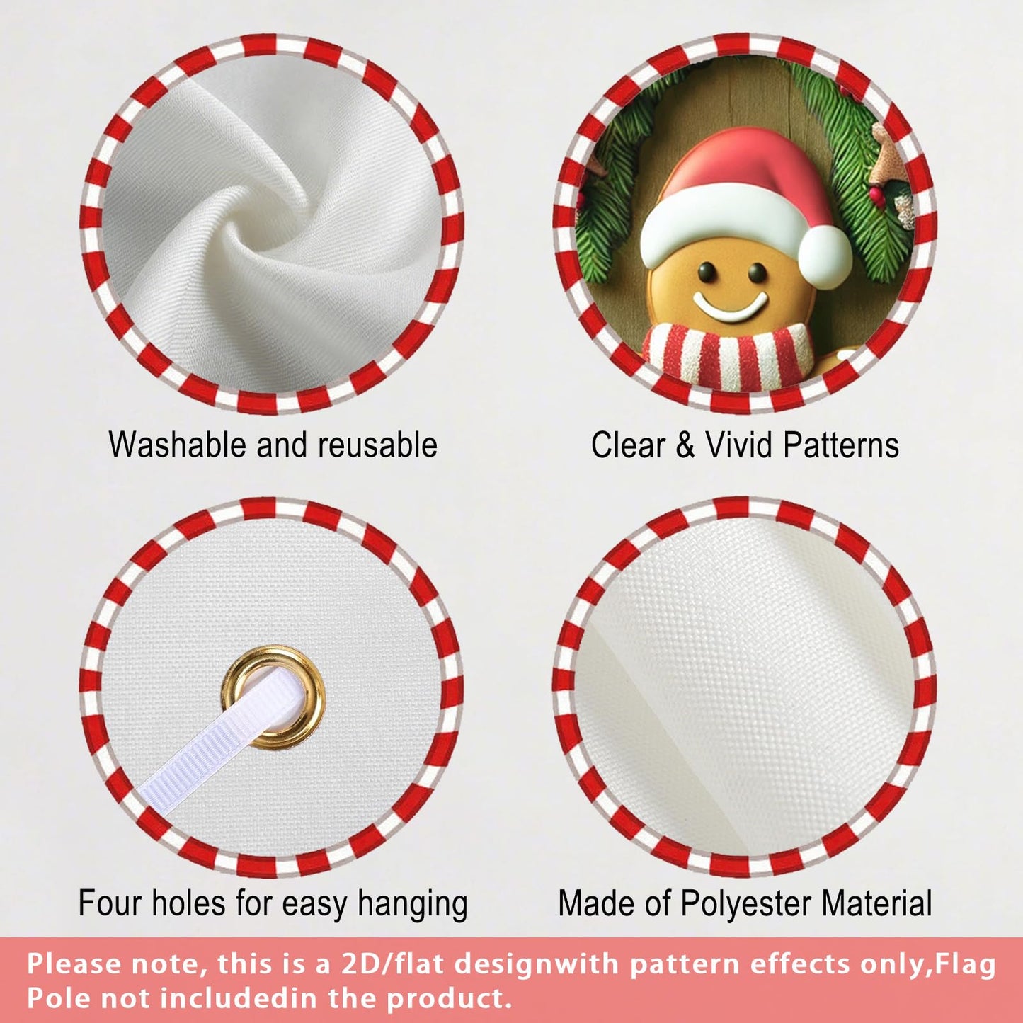 Nuxovilar Christmas Door Cover Banner 35x71 Door Banner Christmas Festive Gingerbread Man Winter Holiday Decor for Home Indoor Outdoor
