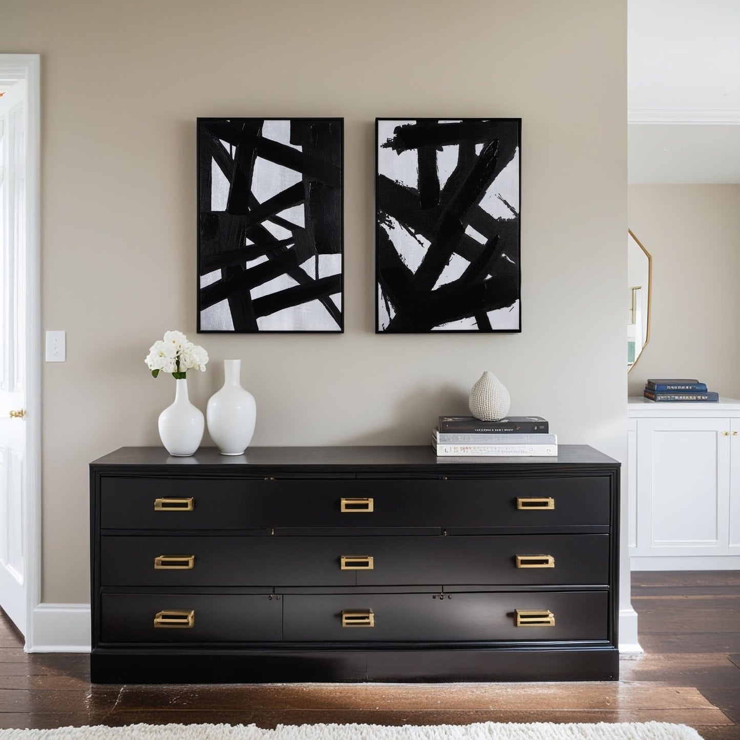 Zessonic Black And White Abstract Wall Art - Black Painting Stroke Graffiti Artwork for Living Room, Bedroom, Office Decor,16" x 24" x 2