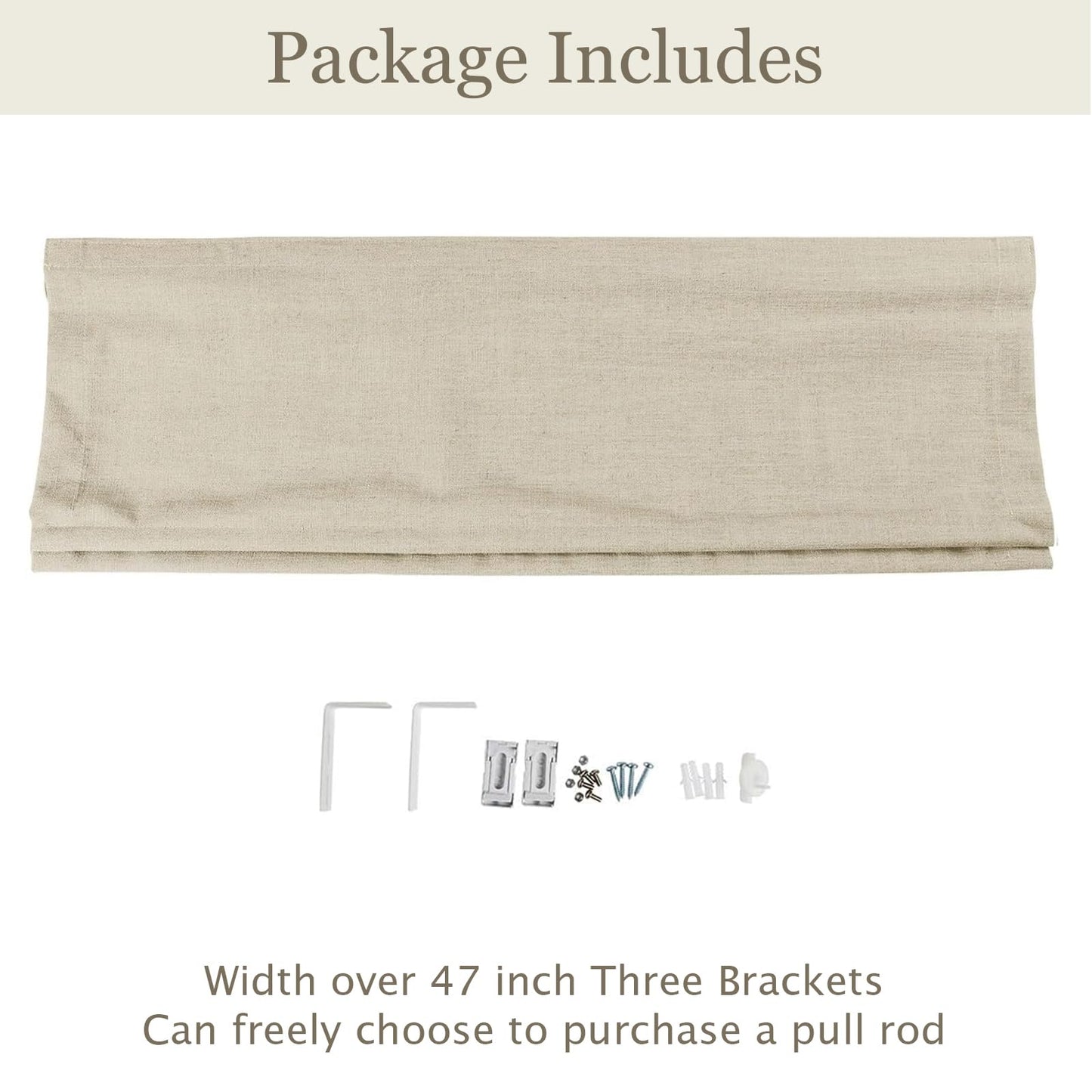 DotheDrape Linen Roman Shades for Windows Custom Cordless Blinds for Indoor Windows, French Doors, Bedroom, Living Room, Bathroom, Light Khahi