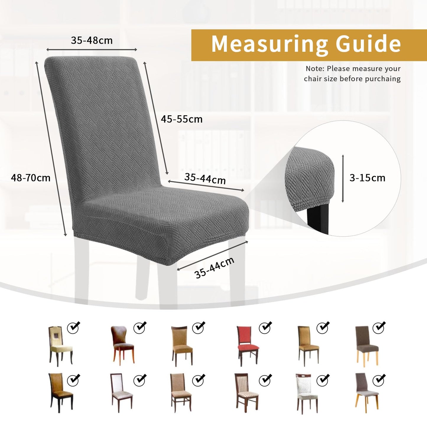 YSTELLAA Chair Covers for Dining Chairs, Stretch Chair Covers Set of 4, Parson Chair Slipcovers Removable Washable Kitchen Chairs Seat Covers,Light Gray