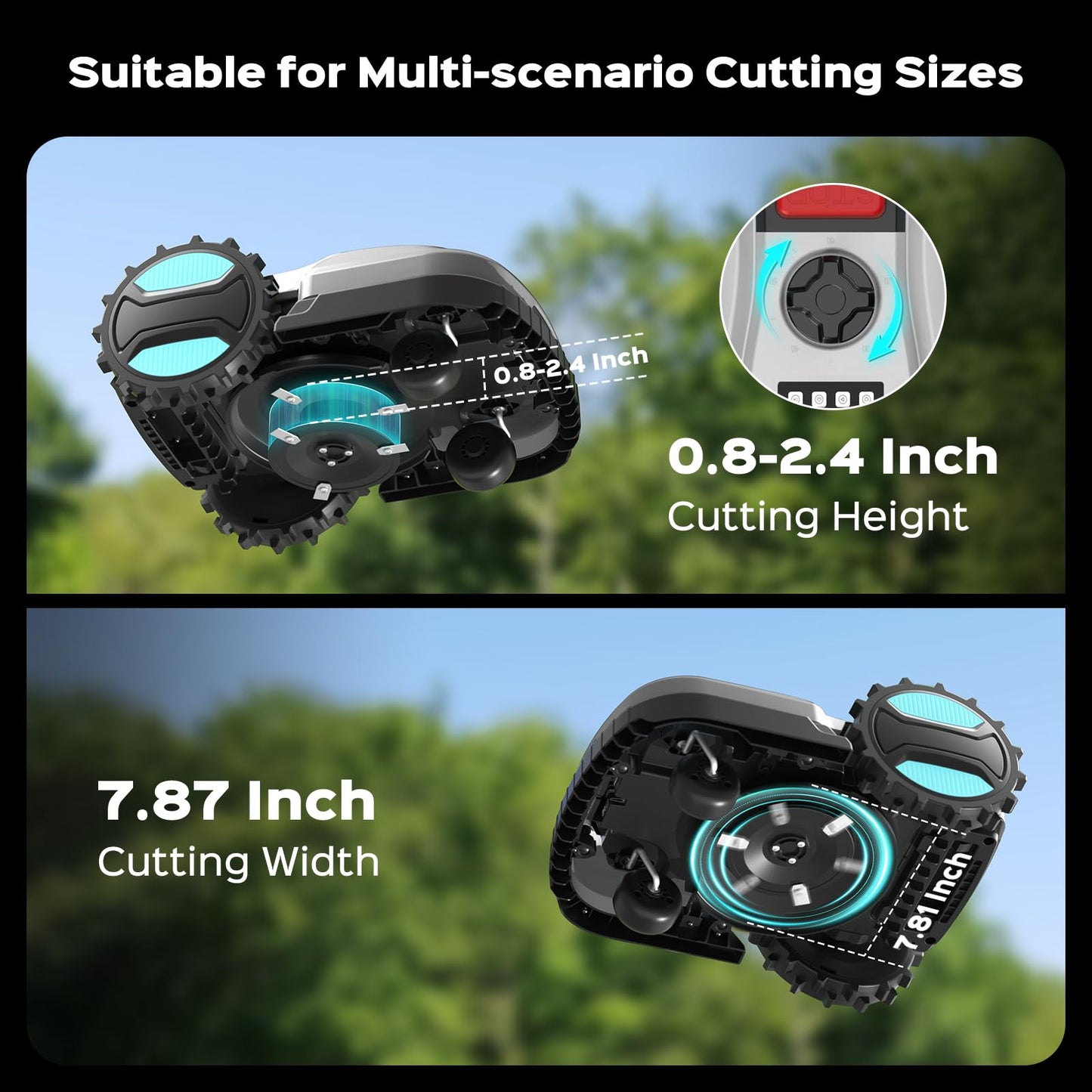 2026 New Robot Lawn Mower with App Control – Features Adjustable Cutting Height, Auto-Charging, Obstacle Detection and Brushless Motor for Lawns Up to 1/8 Acre, Dark Gray
