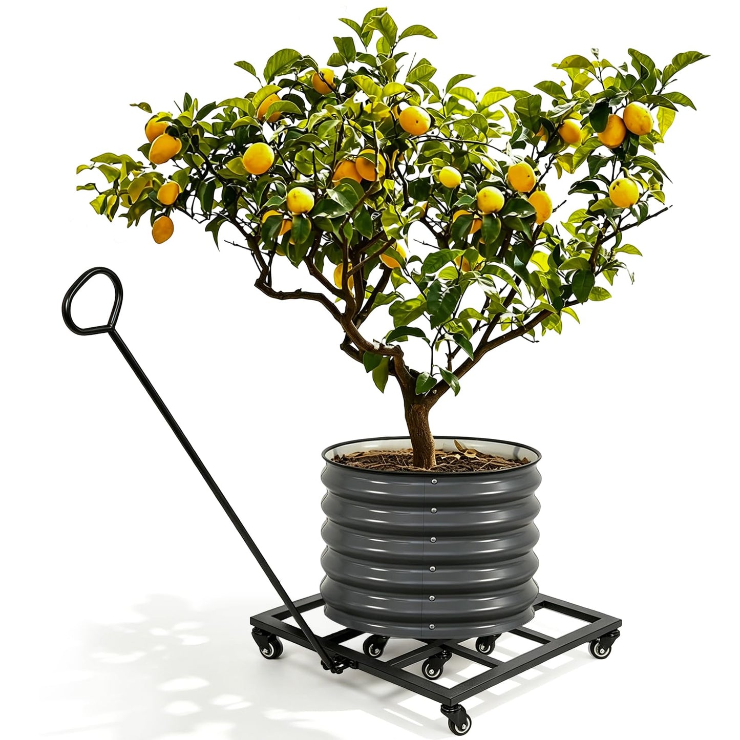 Goooxim 20-Inch Heavy Duty Plant Dolly with Wheels - 360° Swivel Rolling Planter Base for Indoor/Outdoor Use, Supports up to 200lbs, Includes Removable Handle for Effortless Mobility