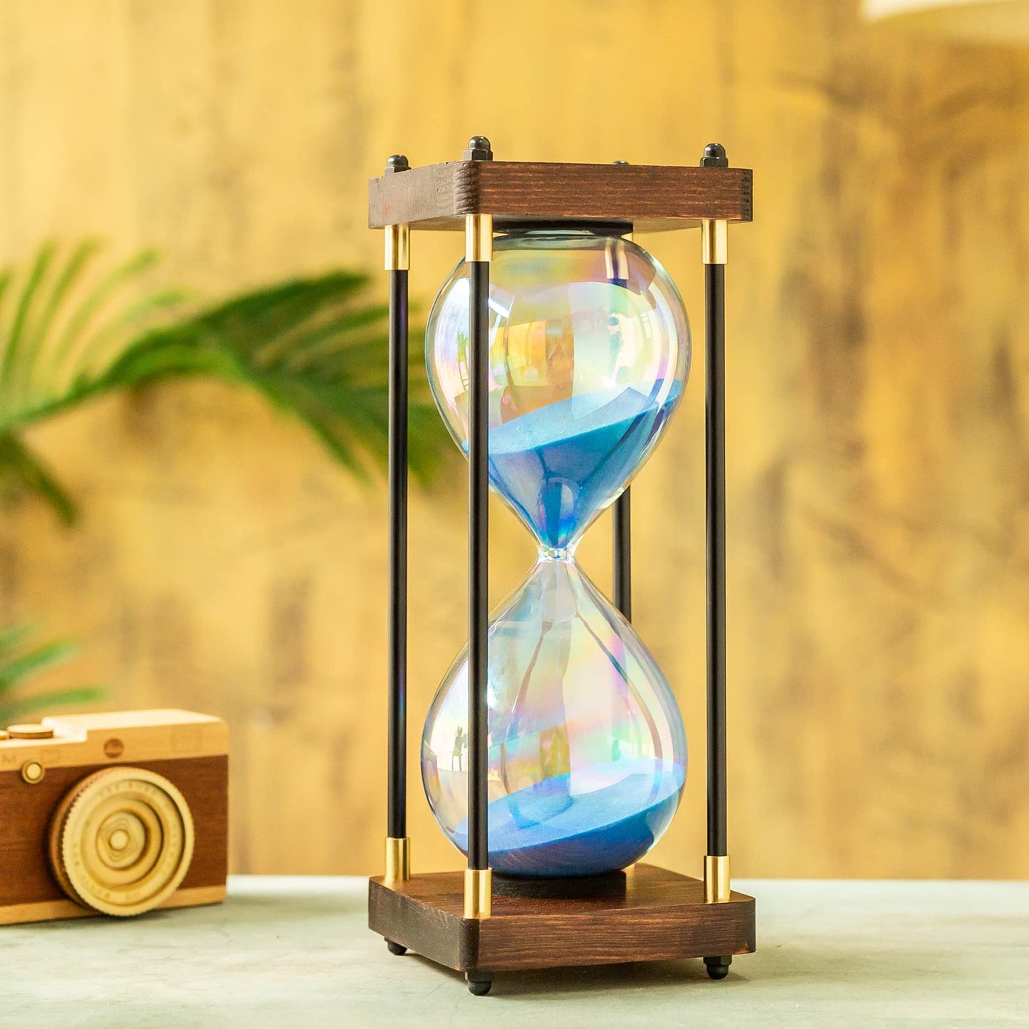 Rainbow Hourglass Timer,60 Minutes Sand Timers,Hour Glass with Sand Timer for Gift,Hourglass Decor for Home, Desk,Office, Wedding Decor (Blue)