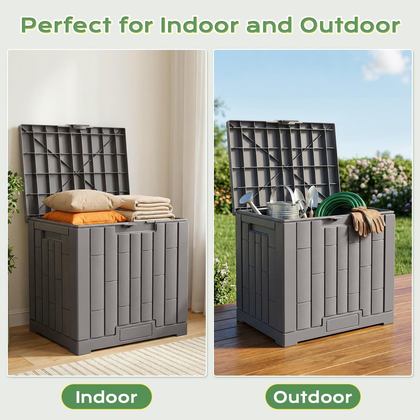 Jocoevol Deck Box 30 Gal, UV Resistant & Waterproof Outdoor Storage Box with Lock, Easy Assemble Storage Bins Container for Pool Patio Garden
