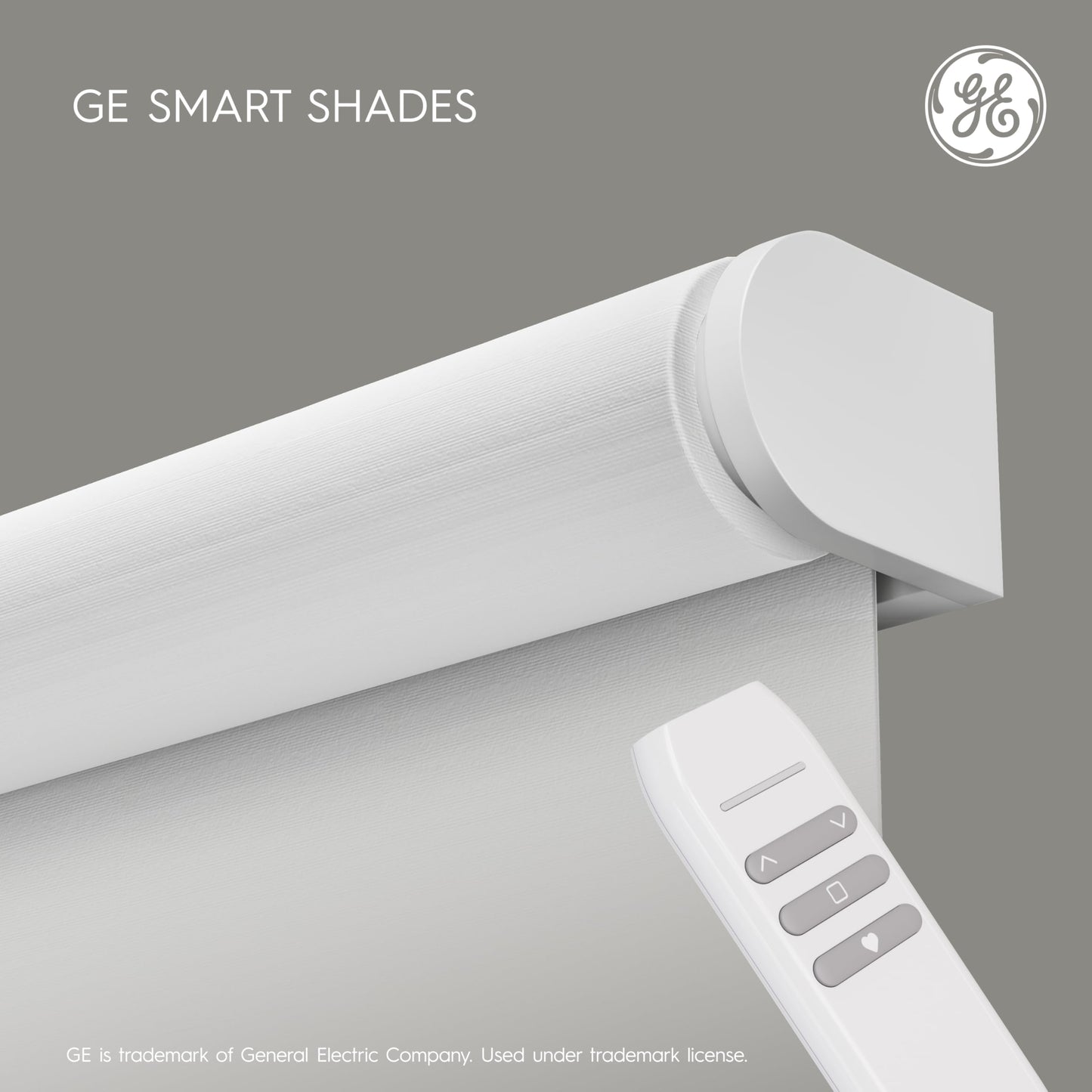 GE Smart Shades, Rechargeable Battery Roller Shade with Remote Control, Translucent White Fabric, White Hardware, 24-in Wide, 1 Count