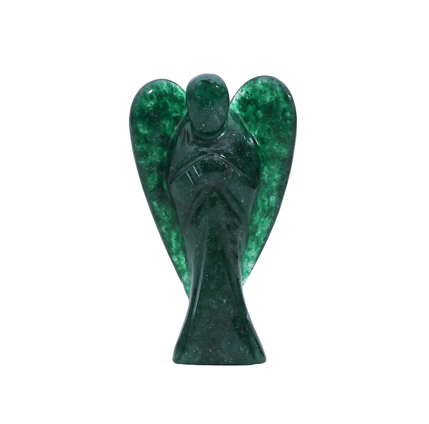 Green Aventurine Gemstone Guardian Angel Healing Crystal, Hand Carved Pocket Angel Figurine - Crystals for Positive Energy, Handmade Mini Statue for Love, Peace & Healing, Natural Gemstone Figurine
