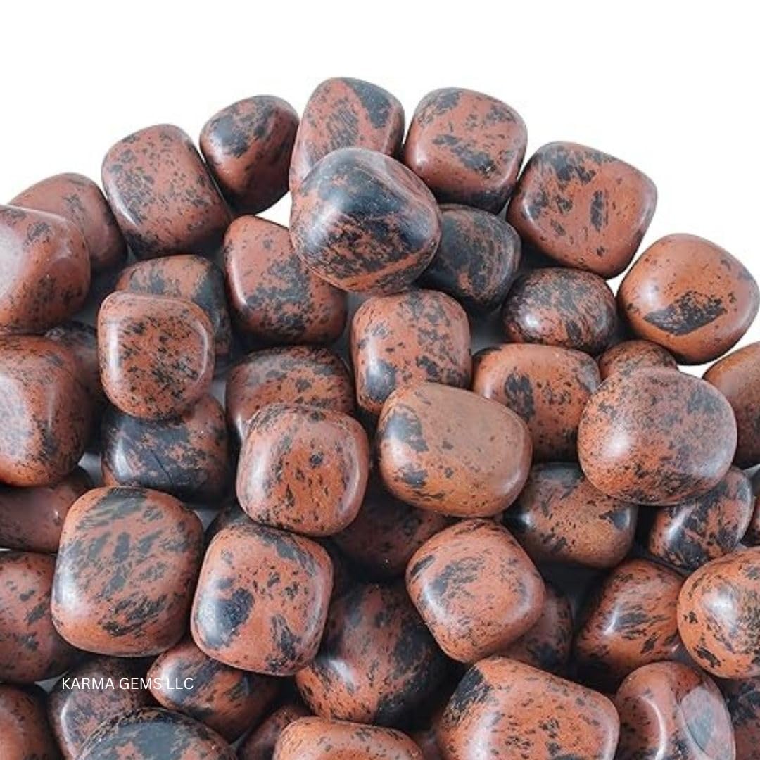 Karma Gems 1lb Mahogany Obsidian Tumbled Stones-Polished Stones for Positive Energy-Crystal Kit for Fresh Mind & Restful Sleep-Healing Stone for Chakra Balancing-Ideal for Gift & Home Decor (15-25 Mm)