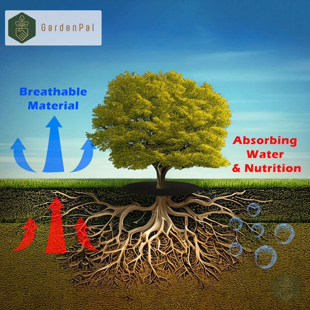 GardenPal 10-Pack 24.4inch Non-Woven Tree Ring, Weed Barrier Fabric, Degradable & Reusable Tree Mulch Ring for Landscaping Weed Control Root Protection, Tree Protector Mat, Reusable Tree Weed Barrier