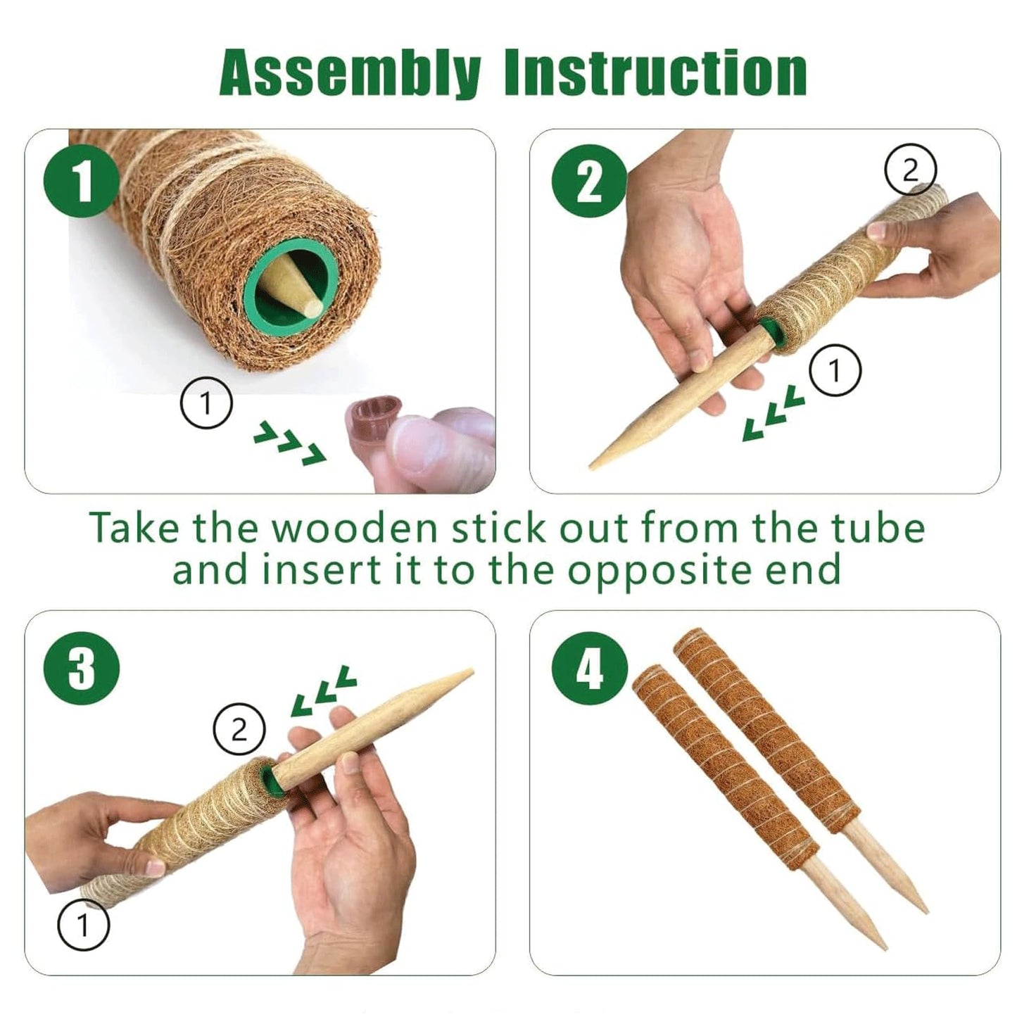 Moss Pole, 4Pack 21 Inch Plant Support Stakes for Indoor Plants, Monstera Plant Support Stakes, 69 Inch Tall Coir Plant Pole Sticks for Potted Plants, Pothos, Philodendron, Climbing Plants Accessories