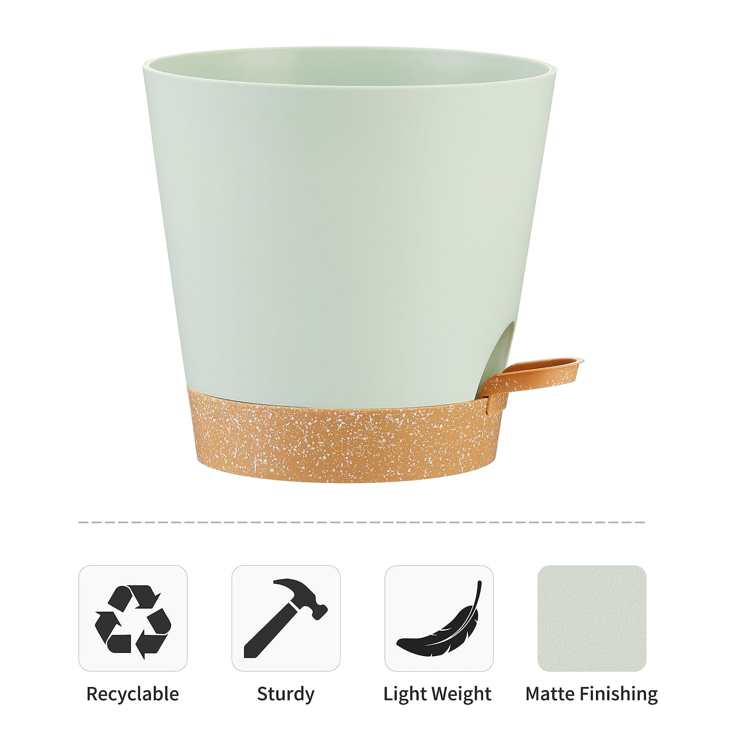 FaithLand 2-Pack 8 Inch Planter Pots for Indoor Outdoor Plants, Self Watering Flower Pots with Deep Reservoir, Green with Terracotta …