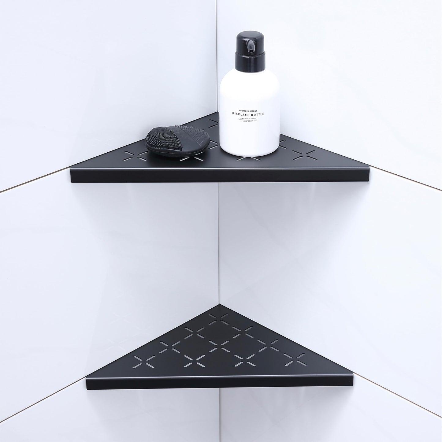Xiarnotogi 10" Corner Shower Shelf, 2-Pack Shower Shelves SUS304 Stainless Steel Bathroom Shelves for Tile Walls, Recessed Corner Shelf Organizer Rack, No Drilling (Matte Black)