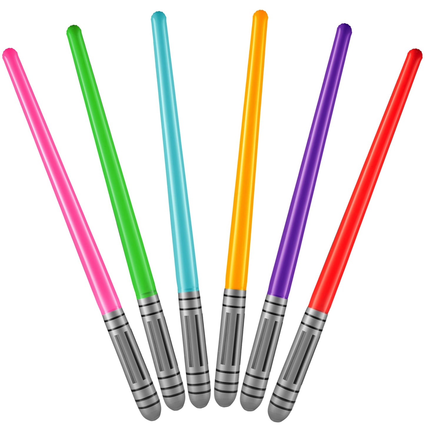 Bedwina Inflatable Light Sabers for Kids - (Pack of 6) 35-inch Neon Color Blow-Up Toy Saber Swords, Party Favors, Goodie Bags, Star Galaxy Theme Birthdays & Prize Toys
