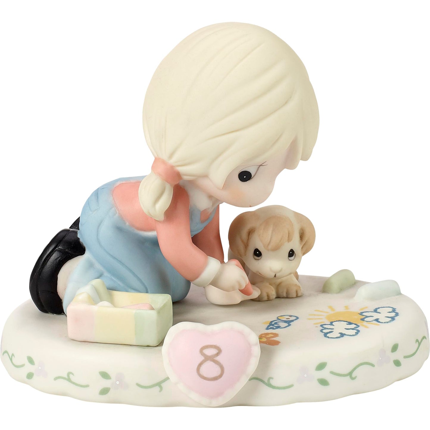 Precious Moments, Growing In Grace, Age 8, Bisque Porcelain Figurine, Blonde Girl, 154035