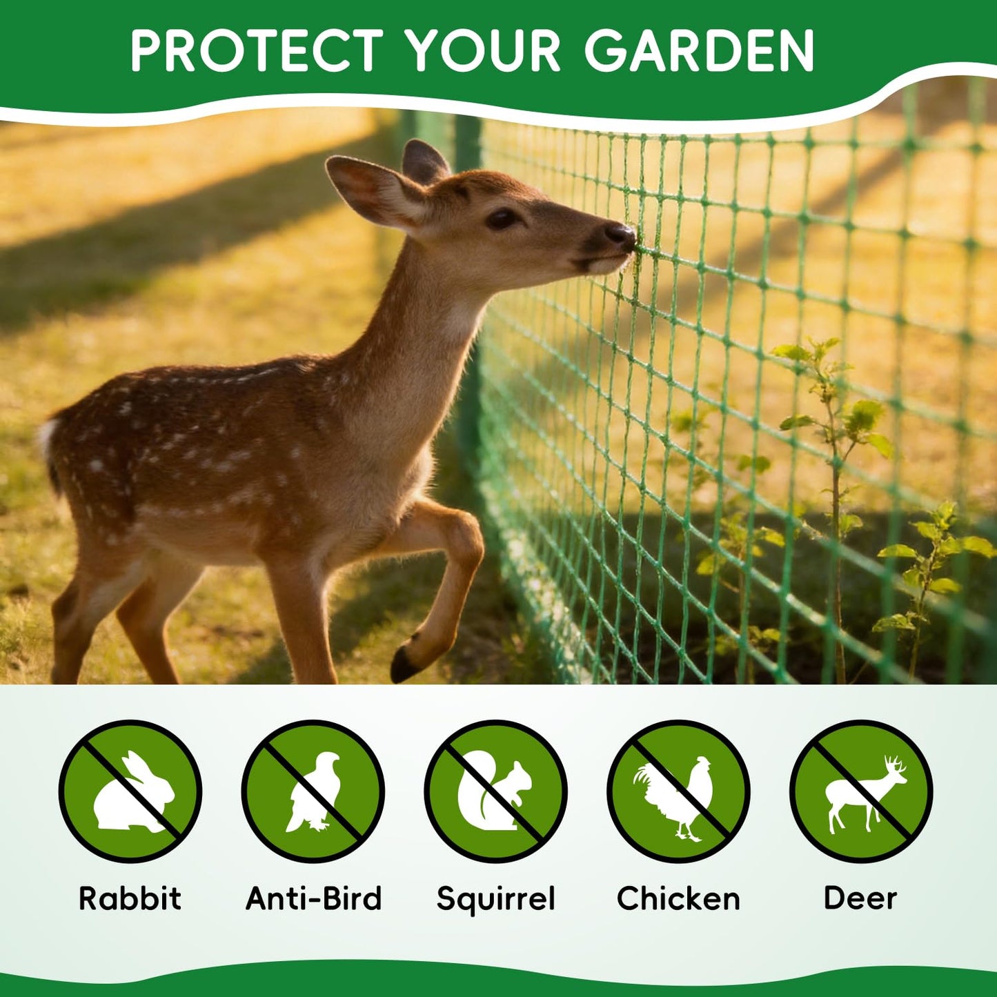 DOLEMODUO Plastic Mesh Fencing 4FT x 50FT, Garden Bird Netting & Deer Fence, Temporary Animal Barrier for Deer Pets Rabbits Chickens Wildlife, Green Protective Netting for Plants Fruit Vegetables