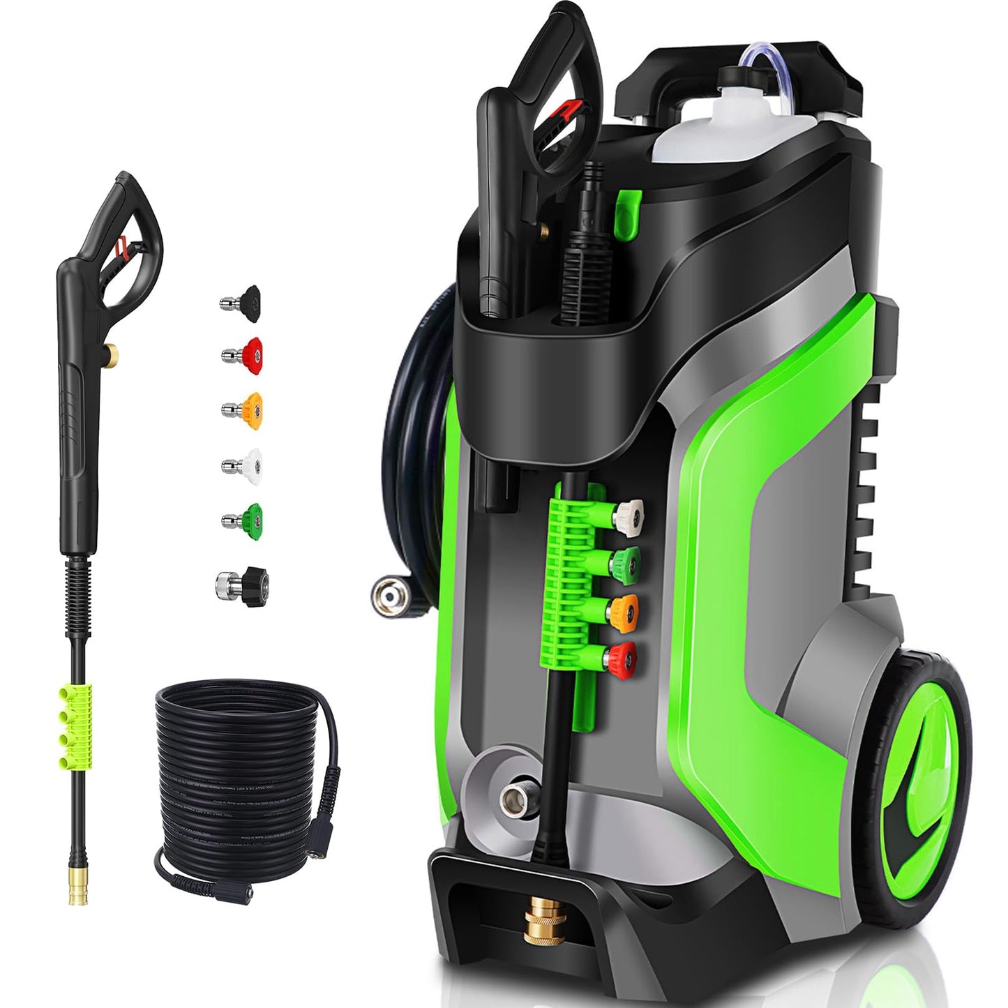 commowner Pressure Washer 5000PSI 4.0GPM Power Washers with M22-14mm Pressure Hose 33FT, Power Sprayers High Pressure with 1/4" QC Compatible Surface Cleaner for Home Cars Driveways, LGreen