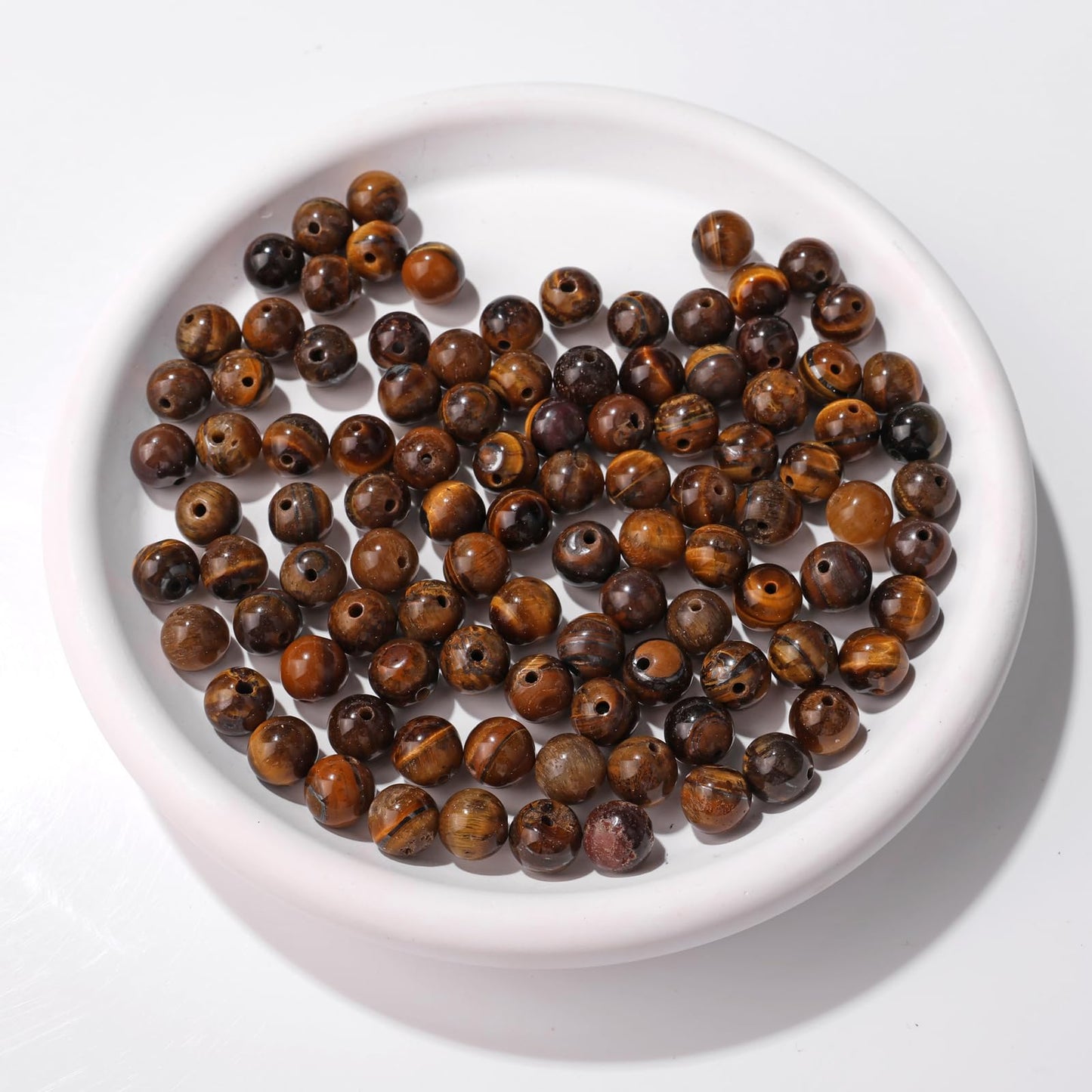Raicegs 100pcs 8mm Tiger’s Eye Beads Natural Gemstone Beads Round Loose Beads for Jewelry Making DIY Bracelets Necklace