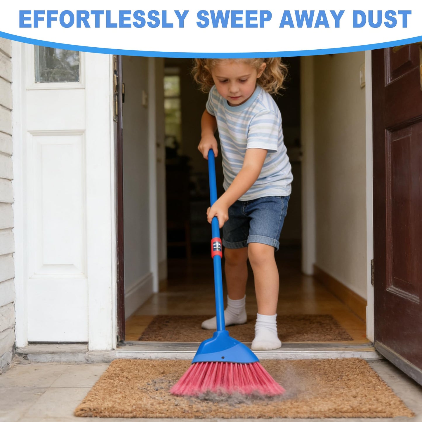 BSMstone Small Broom-Indoor or Outdoor Portable Broom with Adjustable Handle, Cleaning Little Helper for Housekeeping,Office,Working Desk,Pet Nest