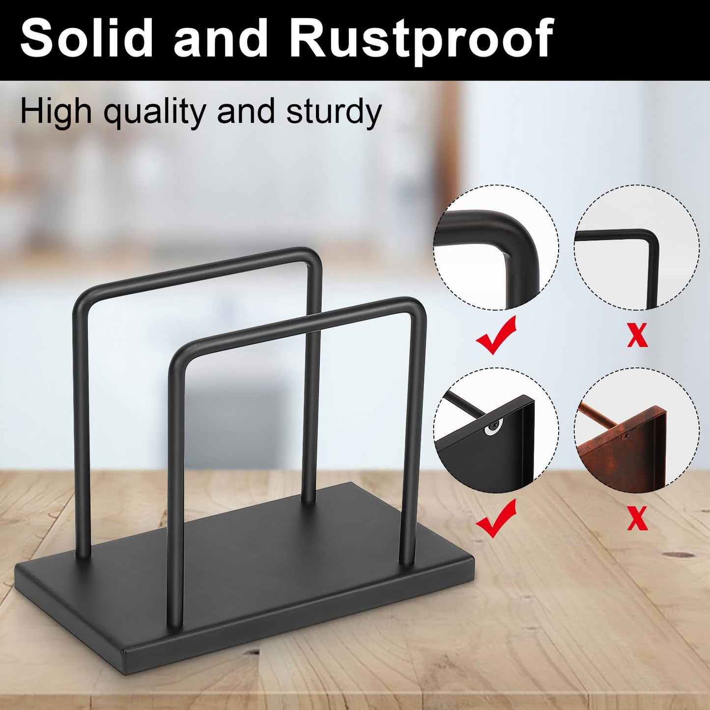 Livabber Napkin Holder, Metal Napkin Storage Modern Freestanding Tissue Paper Dispenser for Table Kitchen Countertop (Metal Base, Black)
