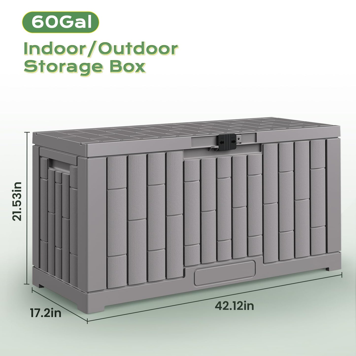 Jocoevol Deck Box 60 Gal, UV Resistant & Waterproof Outdoor Storage Box with Lock, Easy Assemble Storage Bins Container for Pool Patio Garden