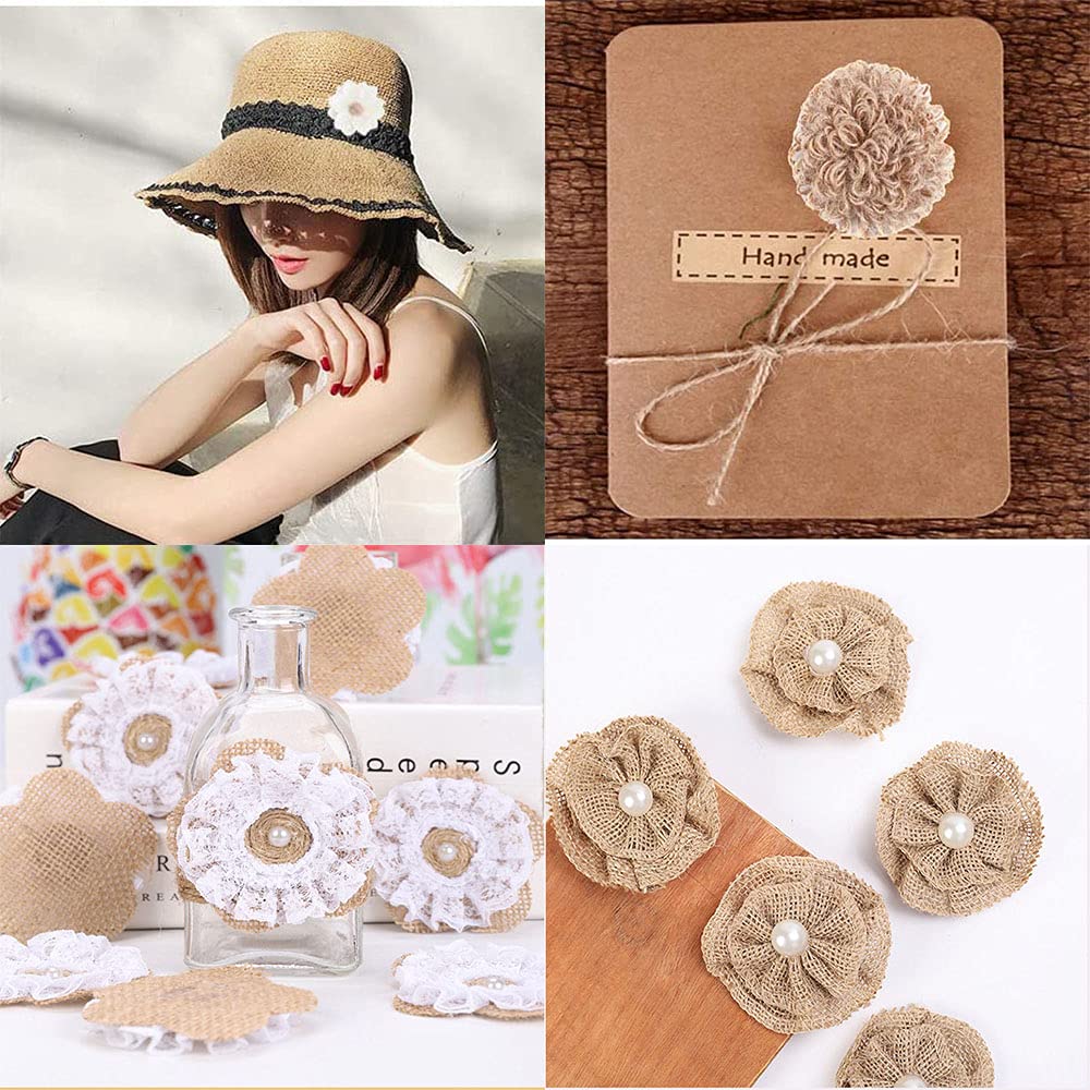 VstarOne 11 PCS Handmade Natural Burlap Flowers, 11 Styles Handmade Rustic Flower for DIY Handmade Crafts, Home Embellishment, Wedding, Christmas, Party Decoration