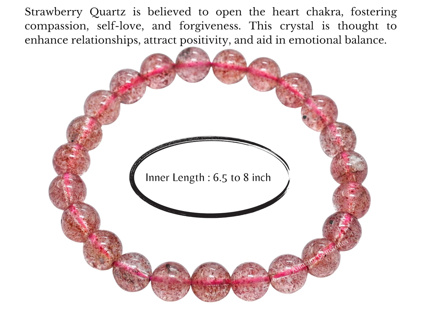 Amazing Gemstone Crystal Bracelet for Women Men's Gifts - Protection Healing Crystal Bracelet - 8mm Gemstone Beaded Stretchable Bracelet Pulseras Para Hombres Mujer Stocking Stuffers Mothers Day Gift (Strawberry Quartz)