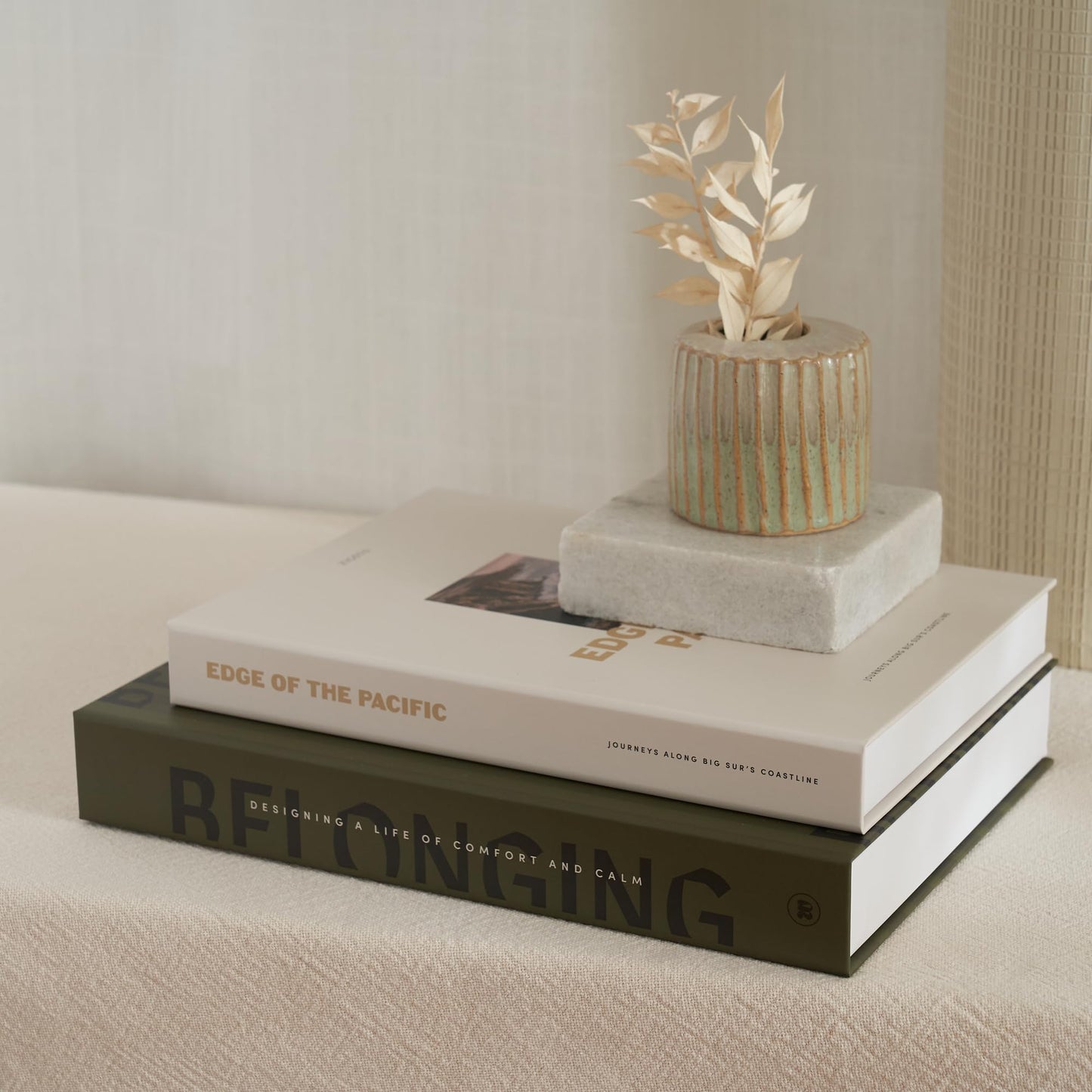 Beautiful Decorative Books - Set of 2 Boxes Enhance Your Coffee Table, Bookshelf or Mantel Shelf Decor - Aesthetic Fake/Faux Books for Modern Home Decoration, Photo Storage and as a Keepsake Box