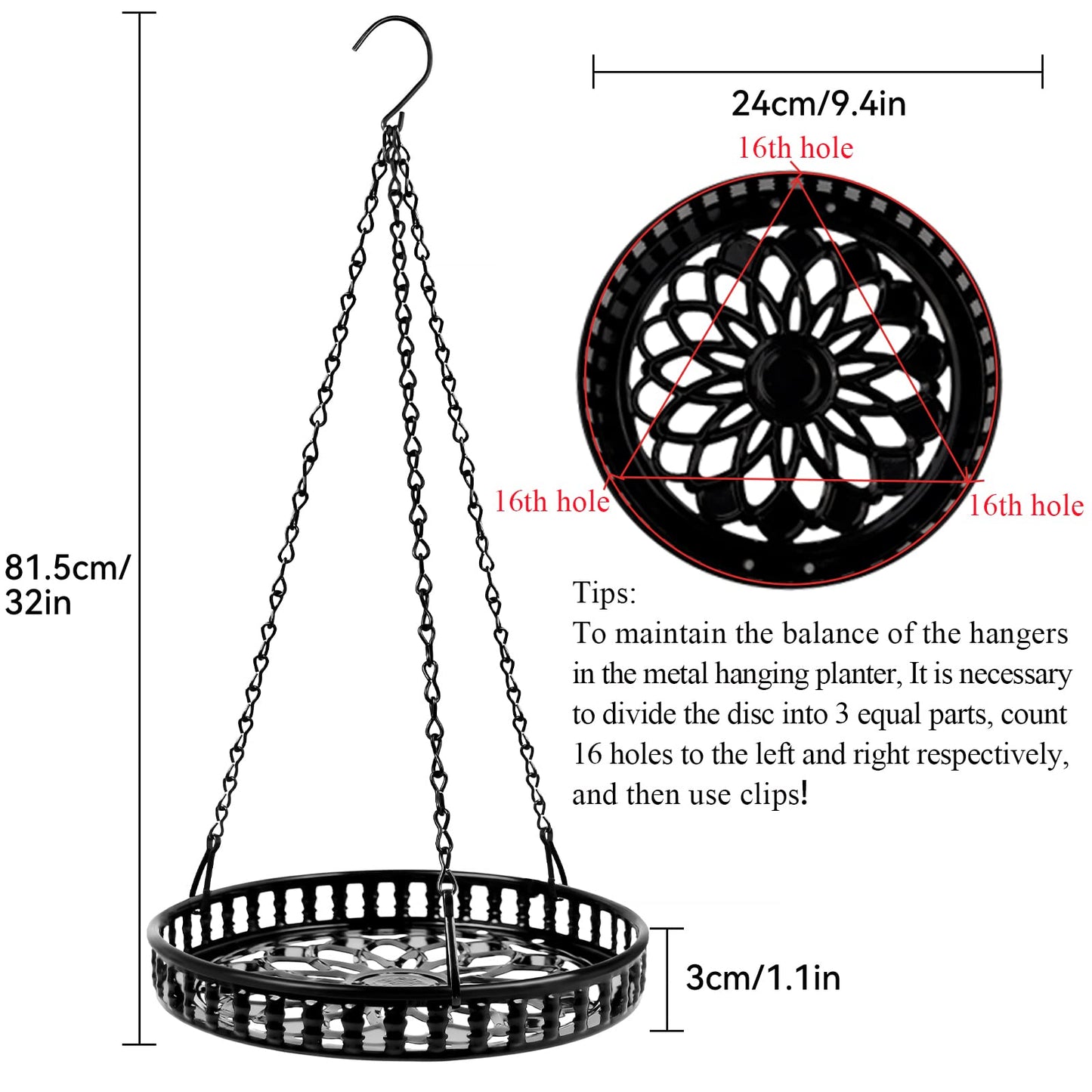 Plant Hanger Indoor Outdoor 2 Pack, Hanging Planter for Indoor Outdoor Plants, Hanging Plant Holder Shelf, Plant Hanging Basket, Decorative Metal Flower Holder