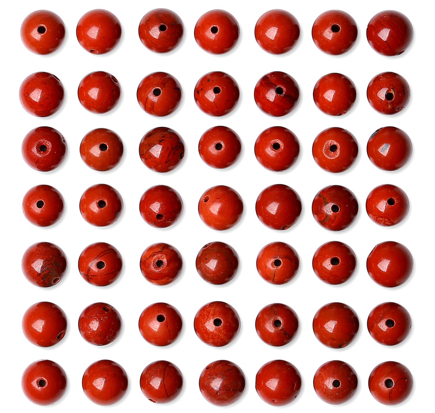 QINJIEJIE 100PCS Red Jasper Beads 8mm Natural Stone Beads Round Loose Gemstone Bead for Bracelet Beading Crystal Jewelry Making DIY Necklace Earrings 0.32"