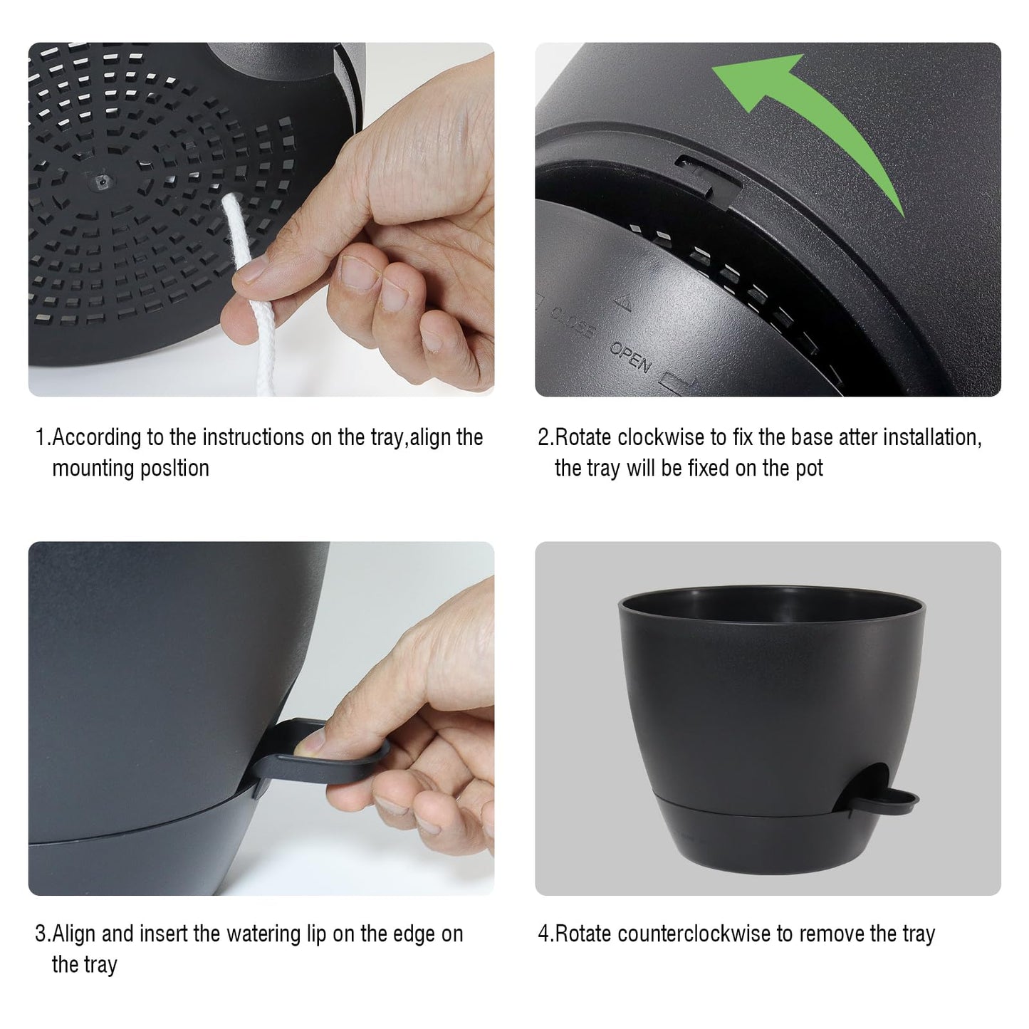 UOUZ Large Self Watering Pots, 12/10/9 Plastic Planters with High Drainage Holes and Deep Reservoir for Indoor Outdoor Garden Plants and Flowers, Black
