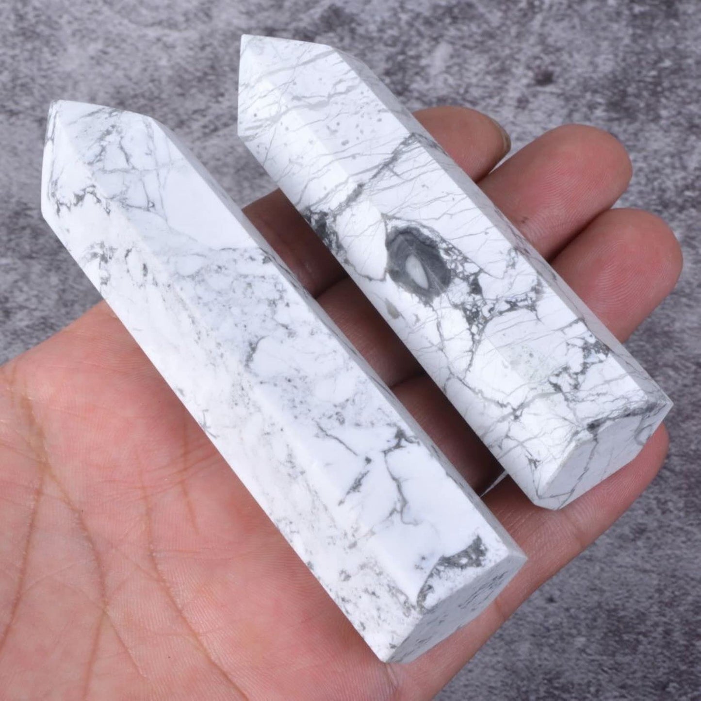 Large White Howlite Crystal Tower Healing Crystal Wand For Spiritual Use Hexagonal Point Reiki Chakra Gemstone Home Decor