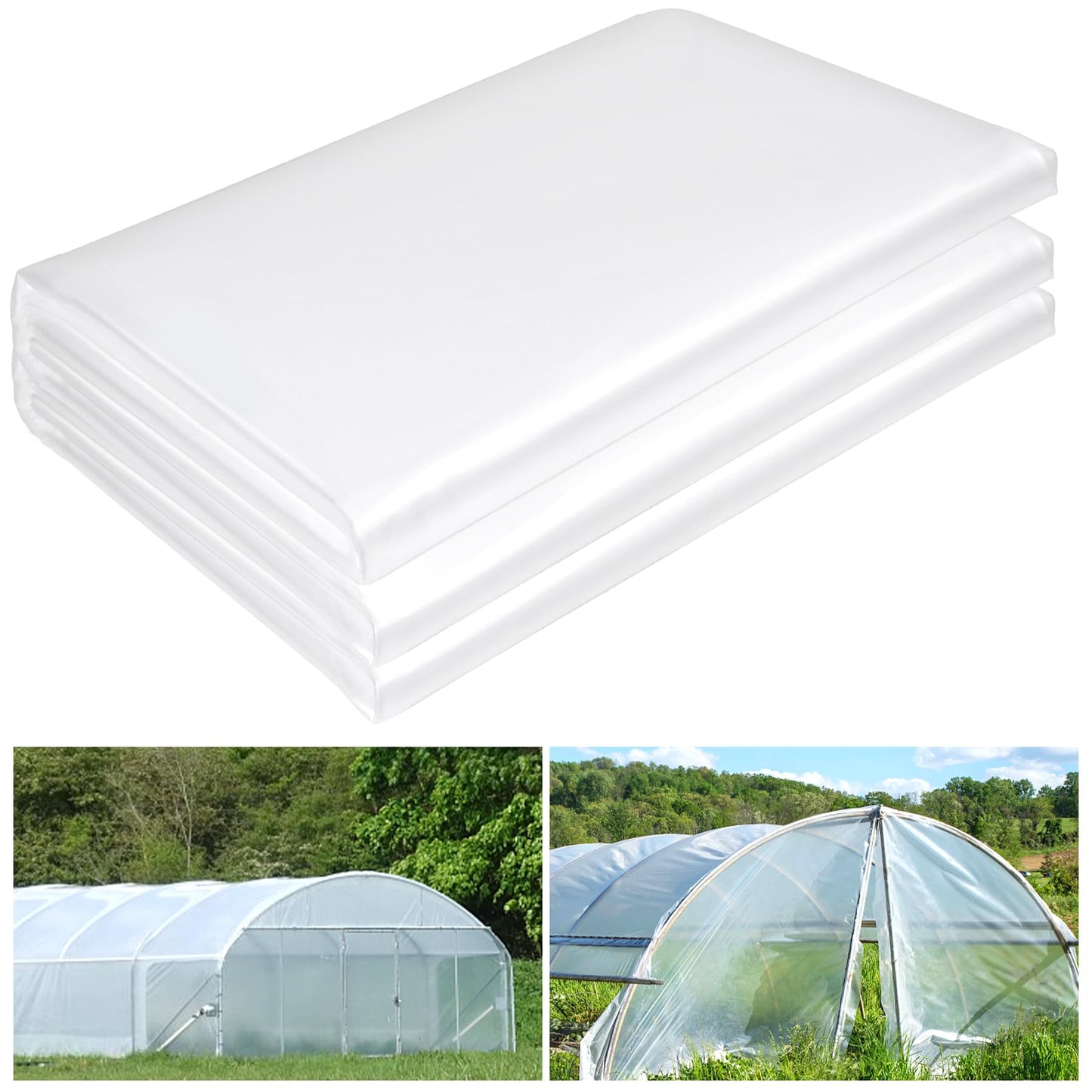 25 x 40 FT Clear Greenhouse Plastic Sheeting, 6 Mil Polyethylene Film Heavy Duty, Water Sun Frost Wind Dust Resistant Winter Hoop House Toughness Plastic Cover for Farming, Gardening, Agriculture, DIY