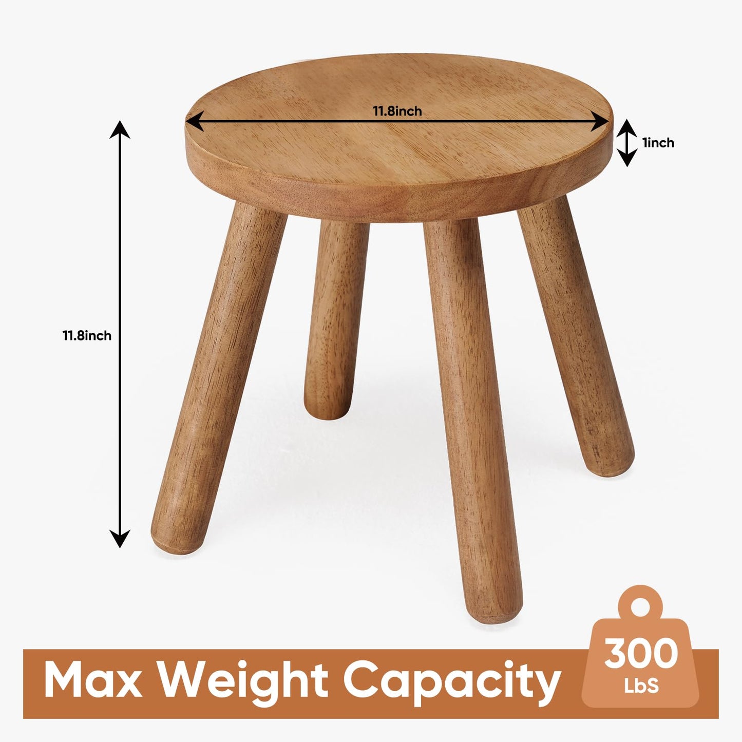 JUJIAFU 11.8" H Round Solid Wooden Stool Wood Plant Stand Woden Decorative Stool Garden Stool Portable Stand for Kitchen Bathroom Living Room Bedroom